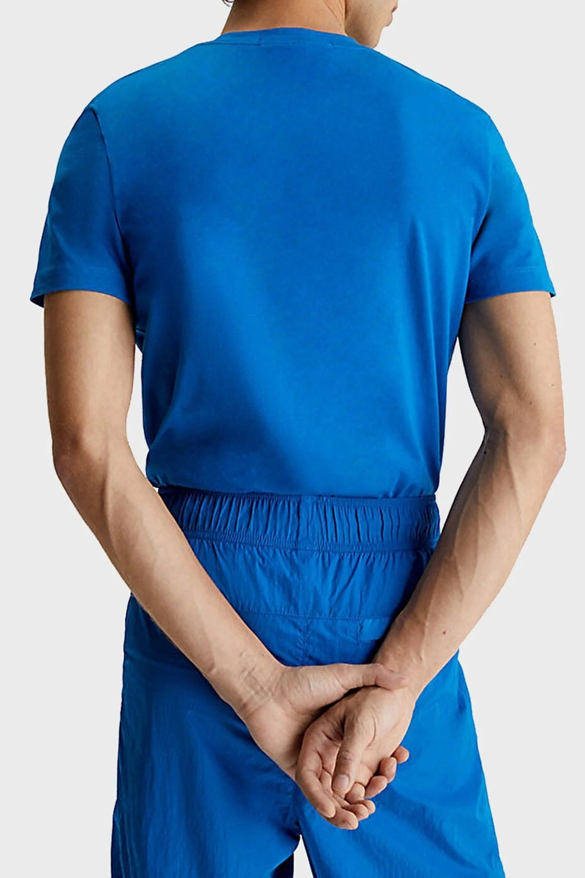 Calvin Klein Logolu Bisiklet Yaka Slim Fit Pamuklu Jarse J30J322872C3B Erkek T Shirt J30J322872 C3B MAVİ - 2