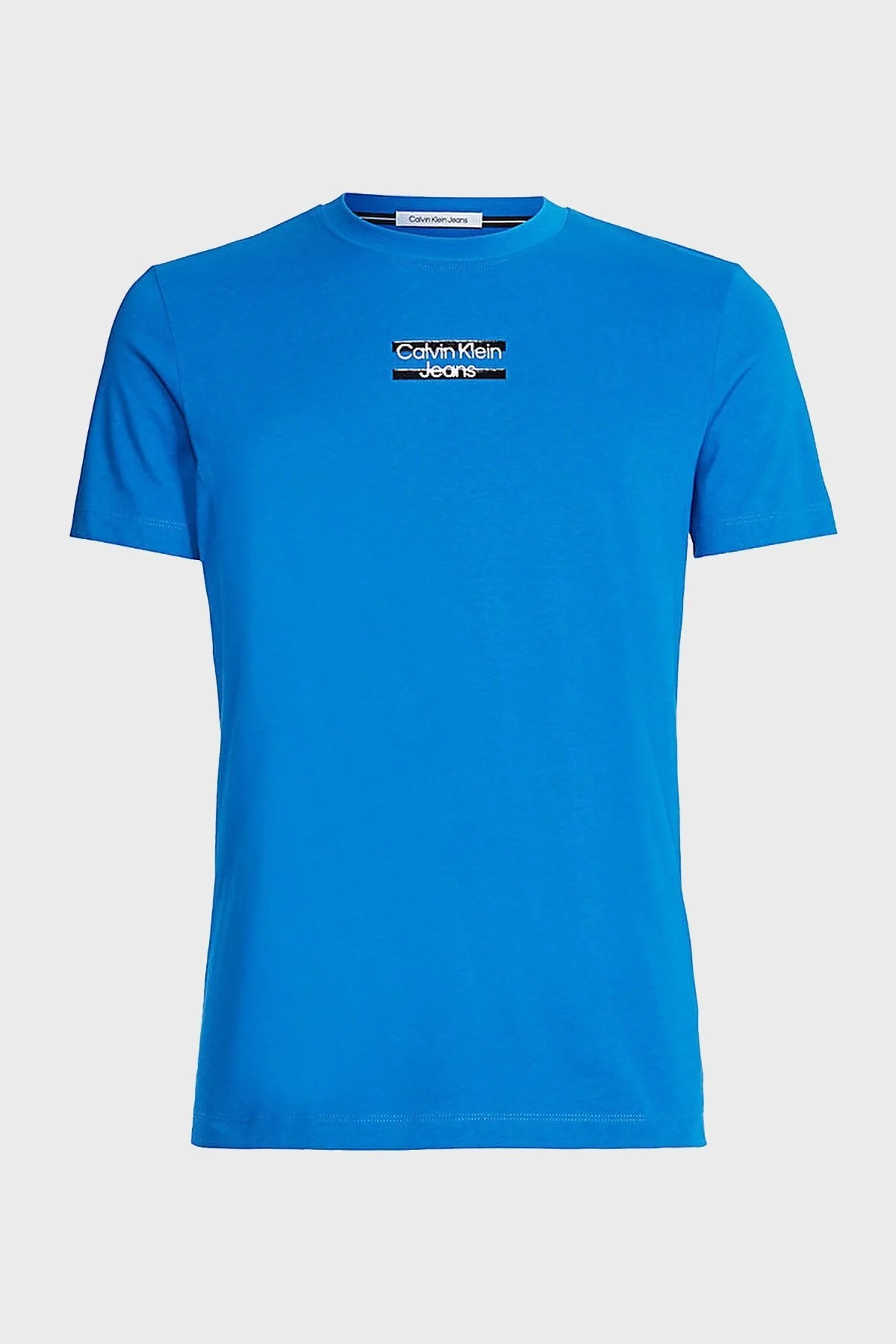 Calvin Klein Logolu Bisiklet Yaka Slim Fit Pamuklu Jarse J30J322872C3B Erkek T Shirt J30J322872 C3B MAVİ - 5