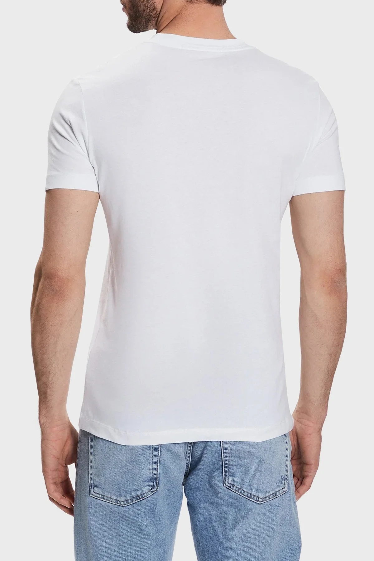 Calvin Klein Logolu Bisiklet Yaka Slim Fit Pamuklu Jarse J30J322872YAF Erkek T Shirt J30J322872 YAF BEYAZ - 3