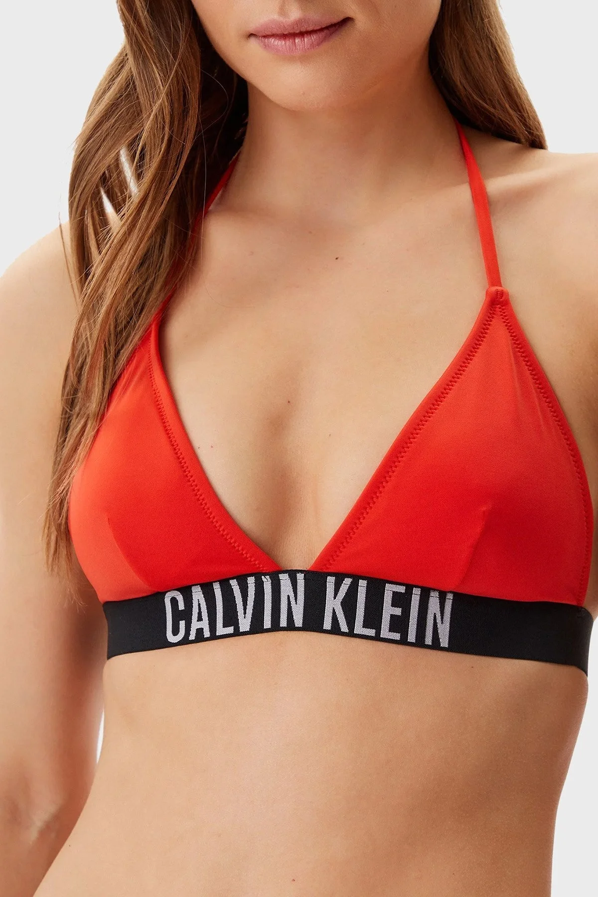 Calvin Klein Logolu Boyundan Bağlamalı KW0KW02854XM8 Bayan Bikini Üstü KW0KW02854 XM8 KIRMIZI - 8