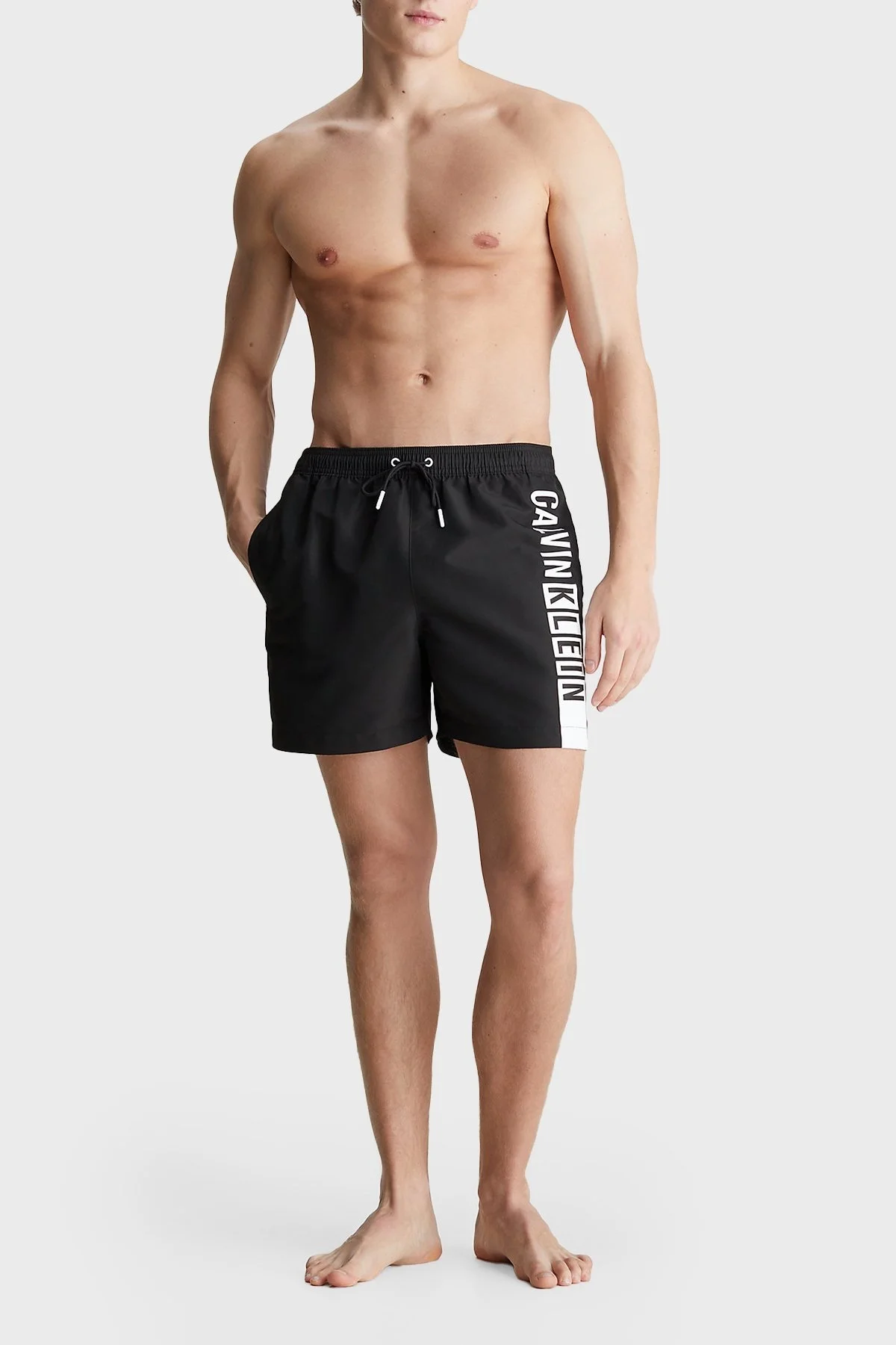 Calvin Klein Logolu Cepli Deniz Şortu Belden Bağlamalı KM0KM00991BEH Erkek Mayo Short KM0KM00991 BEH SİYAH - 2