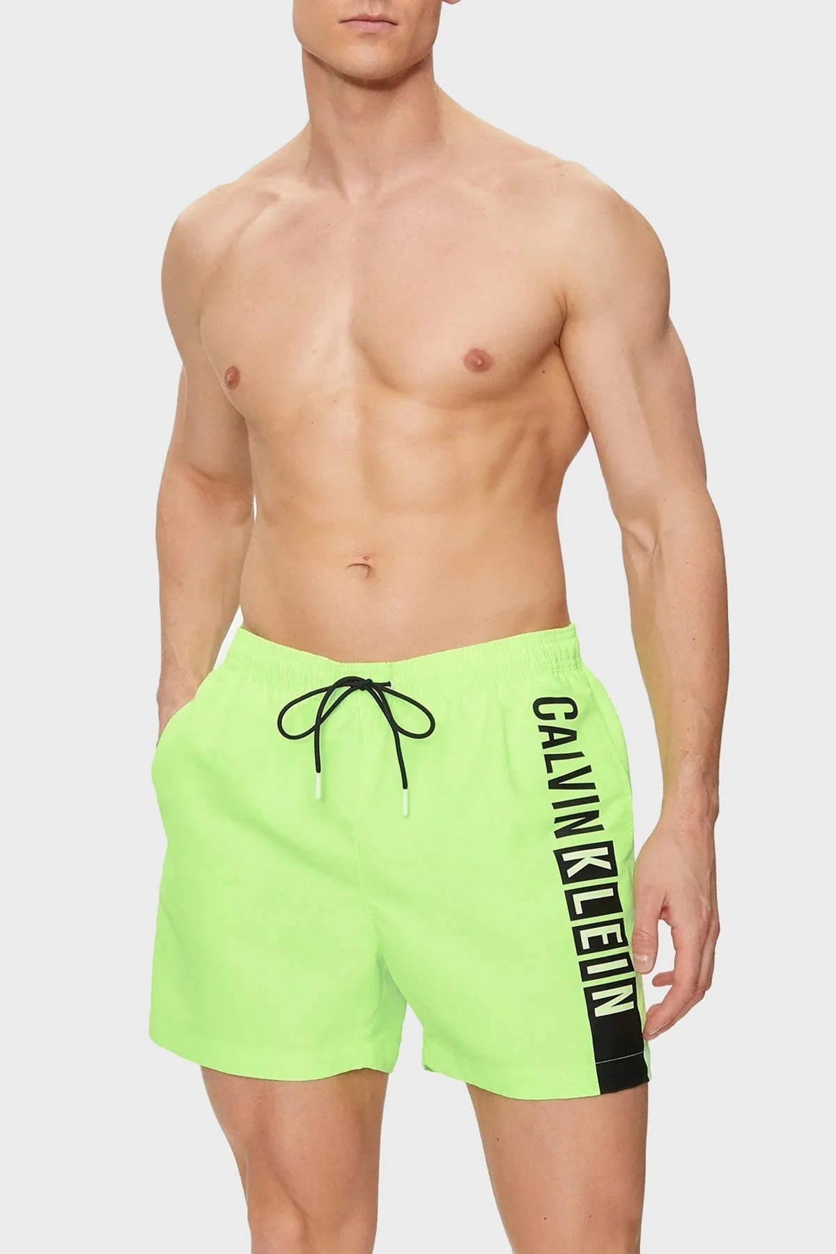 Calvin Klein Logolu Cepli Deniz Şortu Belden Bağlamalı KM0KM00991M0T Erkek Mayo Short KM0KM00991 M0T AÇIK YEŞİL - 2