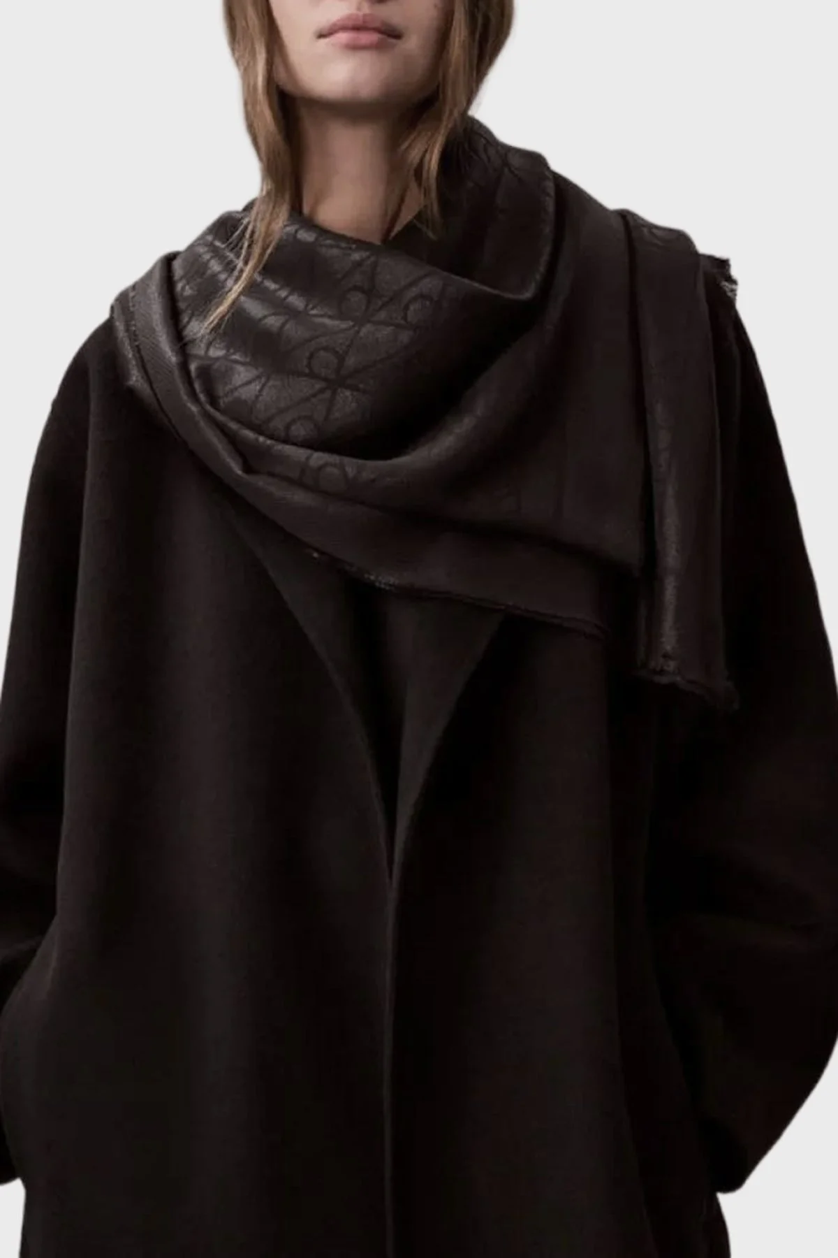 Calvin Klein Logolu Çift Taraflı 180 x 70 cm LV04F8062GUB1 Bayan Şal LV04F8062G UB1 SİYAH - 1