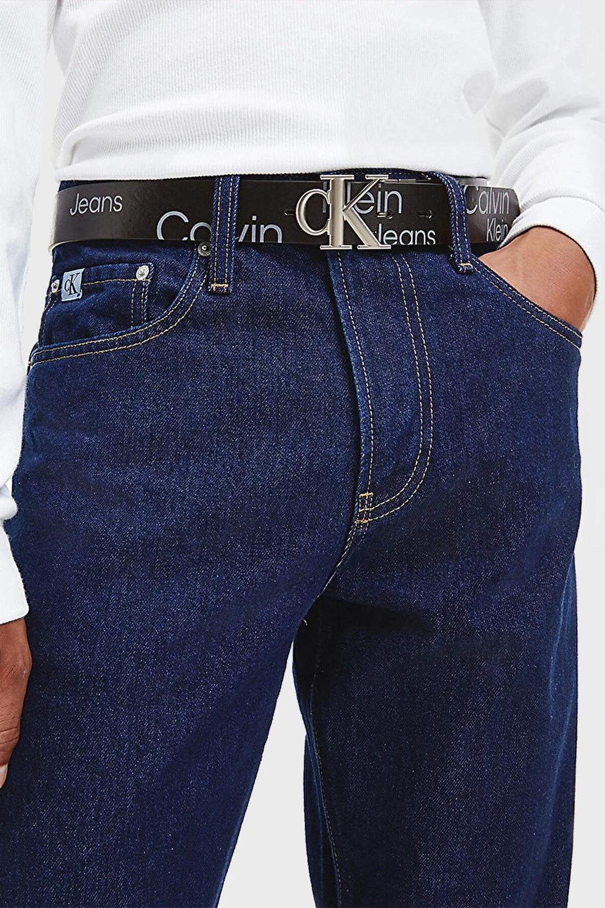 Calvin Klein Logolu Çift Taraflı Hakiki Deri Erkek Kemer K50K510088 0GN SİYAH - 3