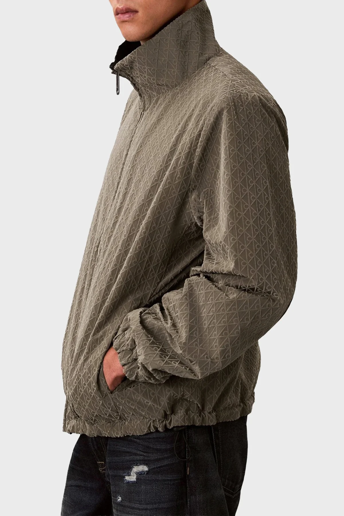 Calvin Klein Logolu Çift Taraflı Regular Fit Dik Yaka Erkek Ceket LV14RE522G PAY HAKİ - 4