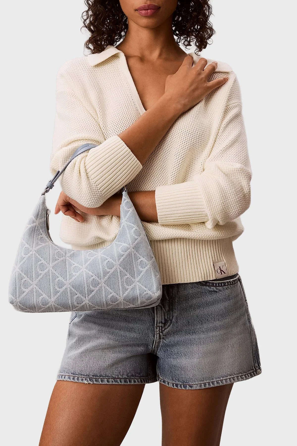 Calvin Klein Logolu Çıkarılabilir Askılı Denim LV04F3431GYBZ Bayan Çanta LV04F3431G YBZ AÇIK MAVİ - 2