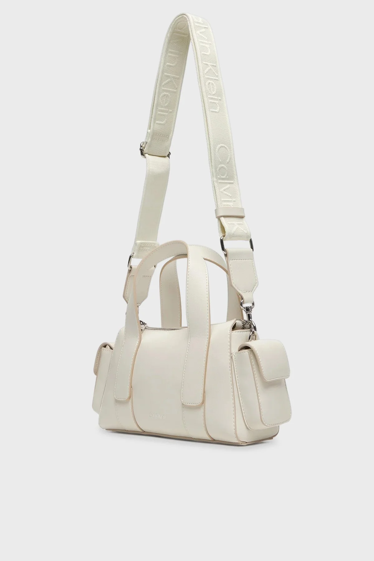 Calvin Klein Logolu Çıkarılabilir Askılı LV04F3291GFUP Bayan Çanta LV04F3291G FUP EKRU - 3