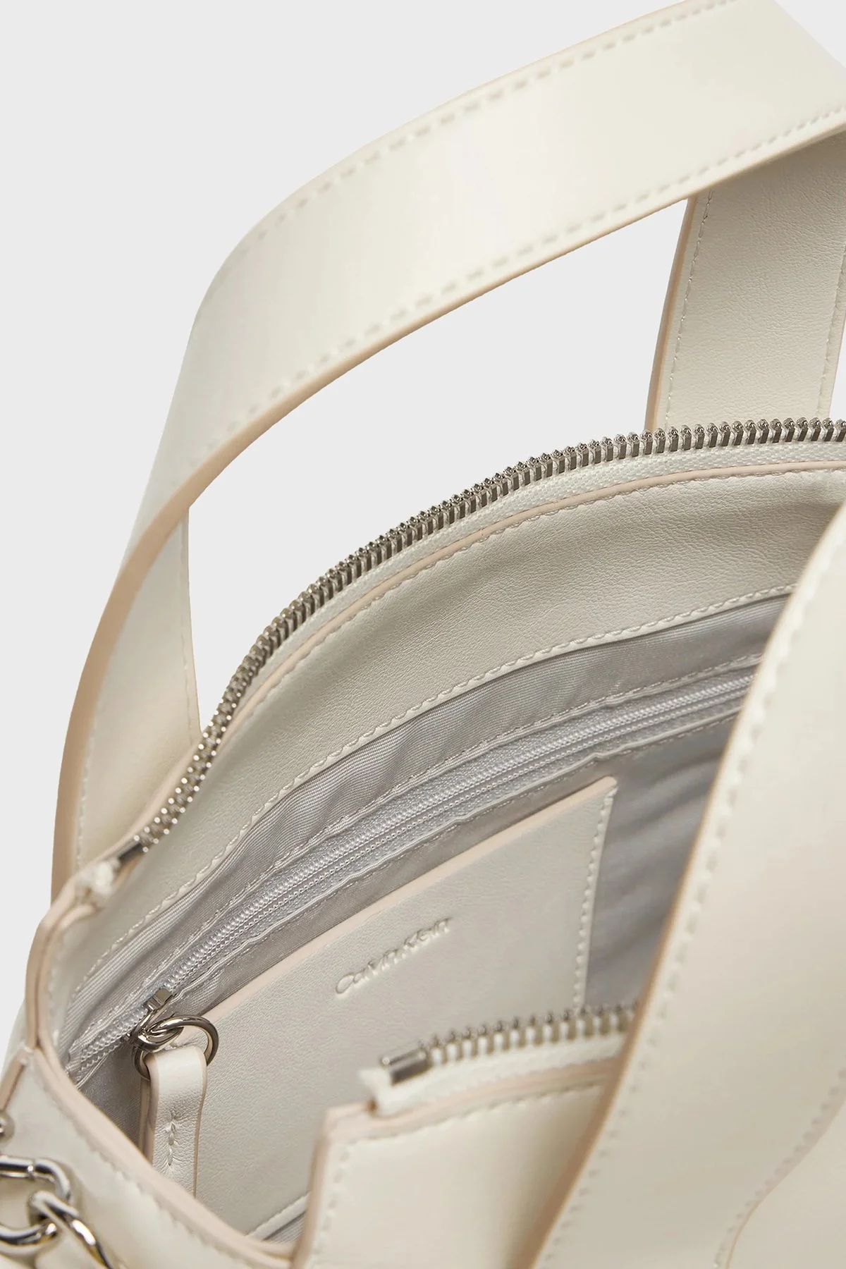 Calvin Klein Logolu Çıkarılabilir Askılı LV04F3291GFUP Bayan Çanta LV04F3291G FUP EKRU - 5