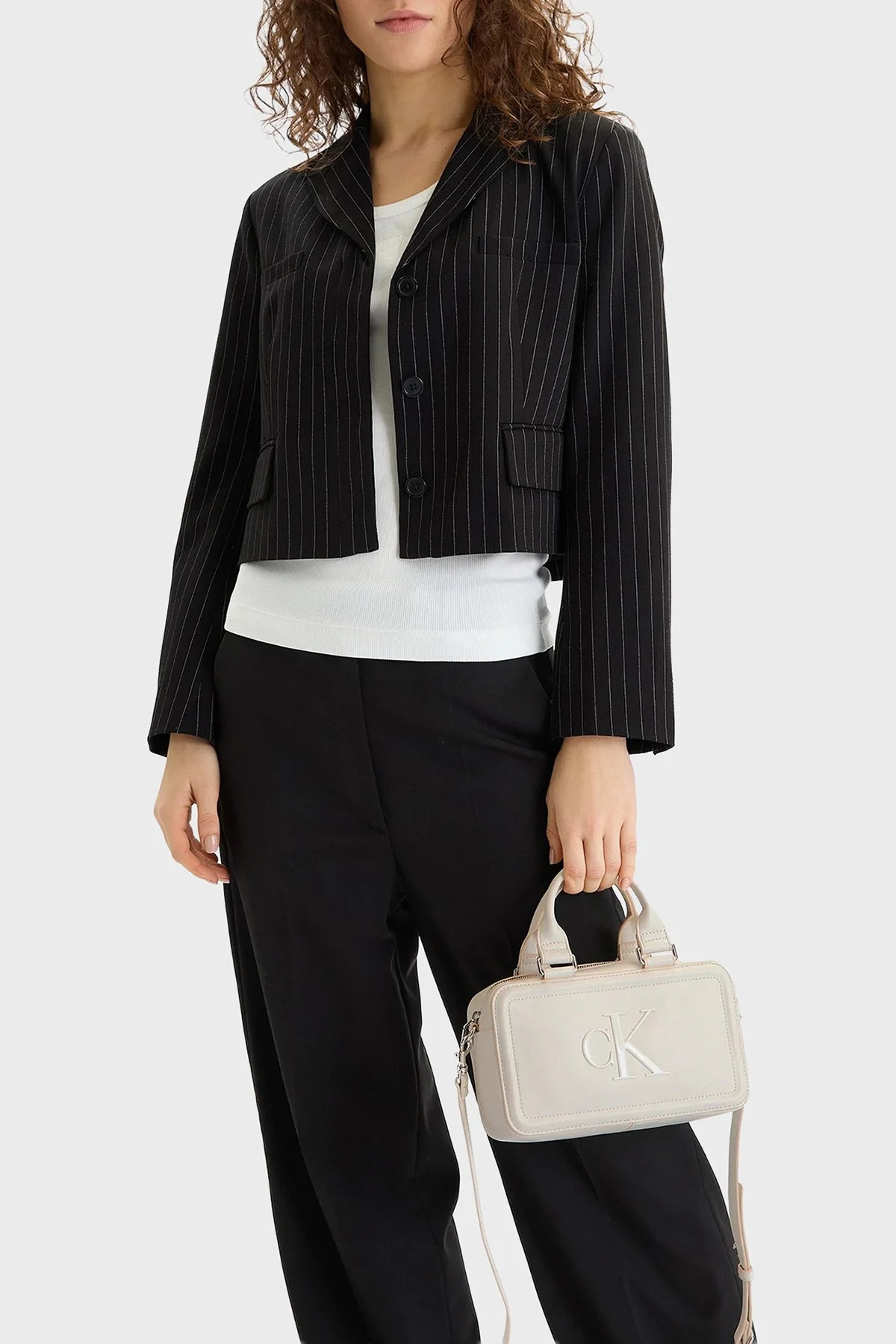 Calvin Klein Logolu Çıkarılabilir Askılı LV04F3411GFUP Bayan Çanta LV04F3411G FUP EKRU - 2