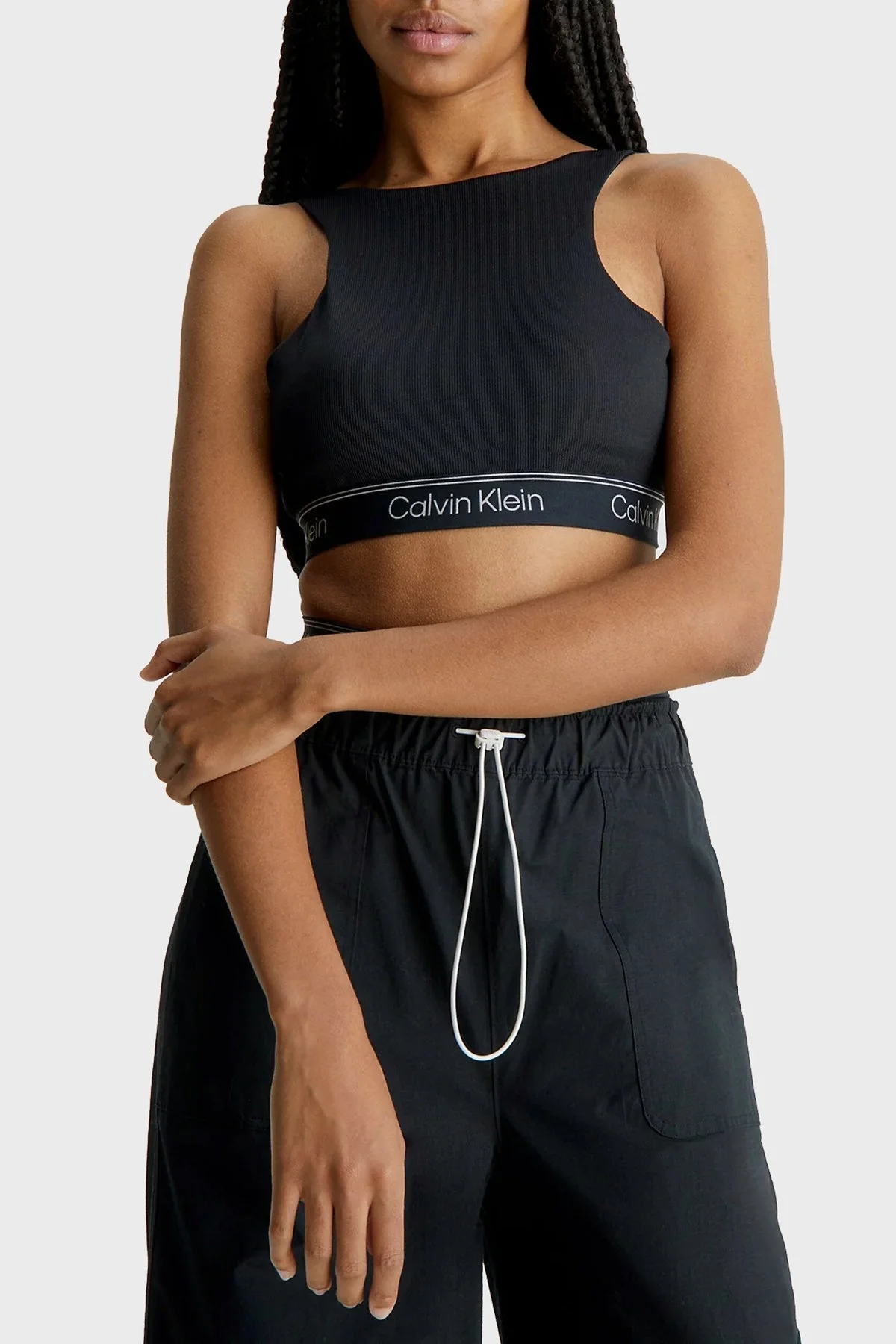 Calvin Klein Logolu Çıkarılabilir Dolgulu Nem Emici Streç Kumaş Spor 00GWS3K123BAE Bayan Sütyen 00GWS3K123 BAE SİYAH - 1