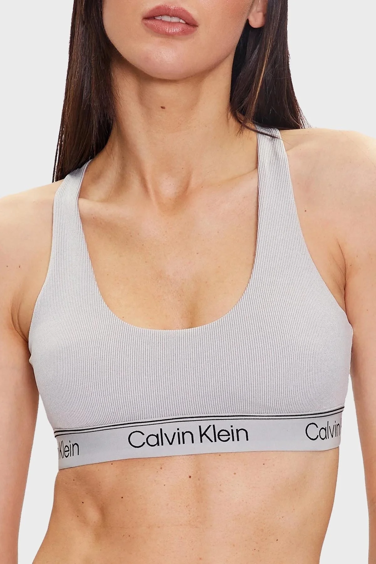 Calvin Klein Logolu Çıkarılabilir Dolgulu Nem Emici Streç Spor 00GWS3K122P7X Bayan Sütyen 00GWS3K122 P7X GRİ - 1