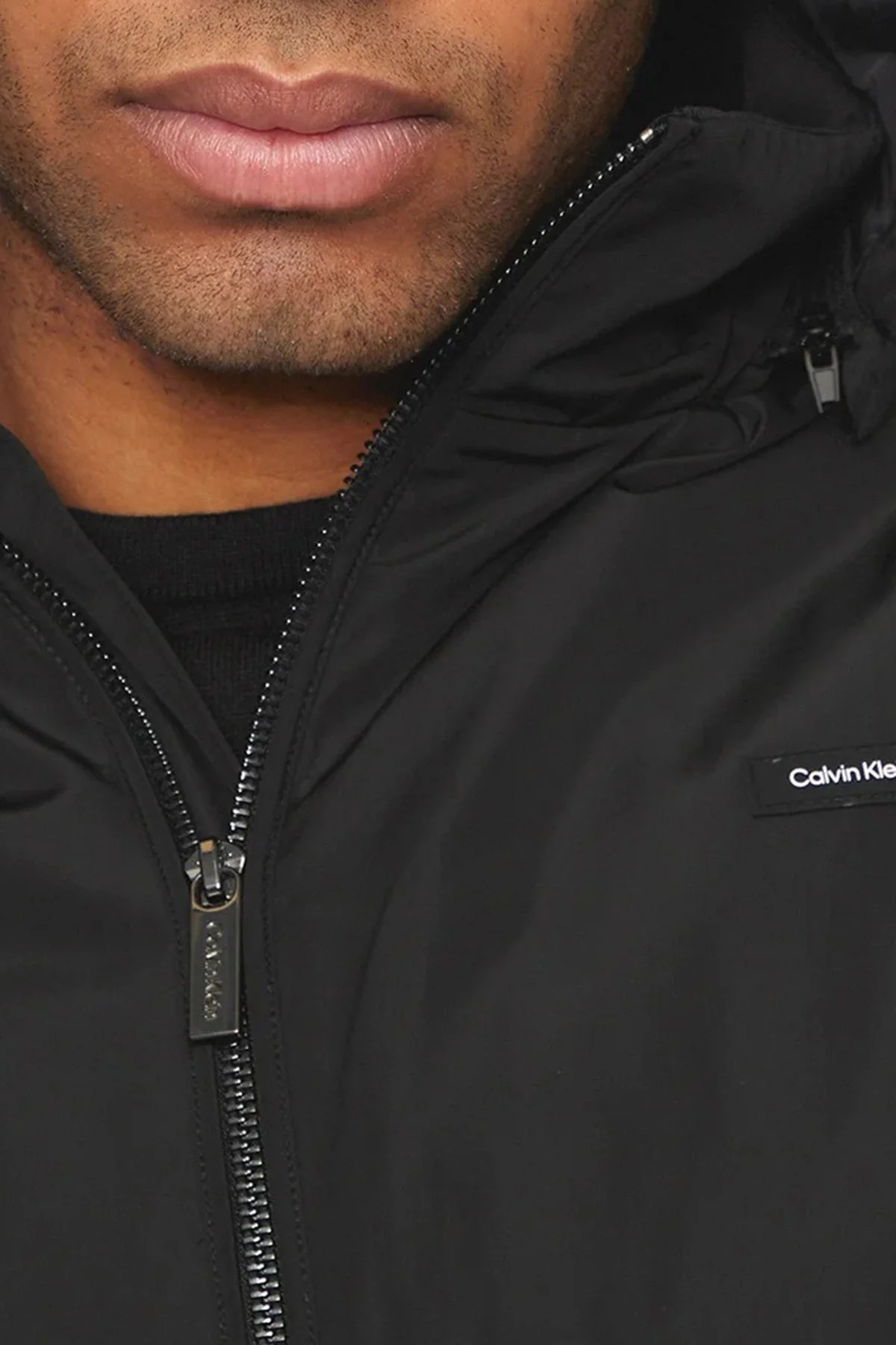 Calvin Klein Logolu Çıkarılabilir Kapüşonlu K10K113005BEH Erkek Ceket K10K113005 BEH SİYAH - 5