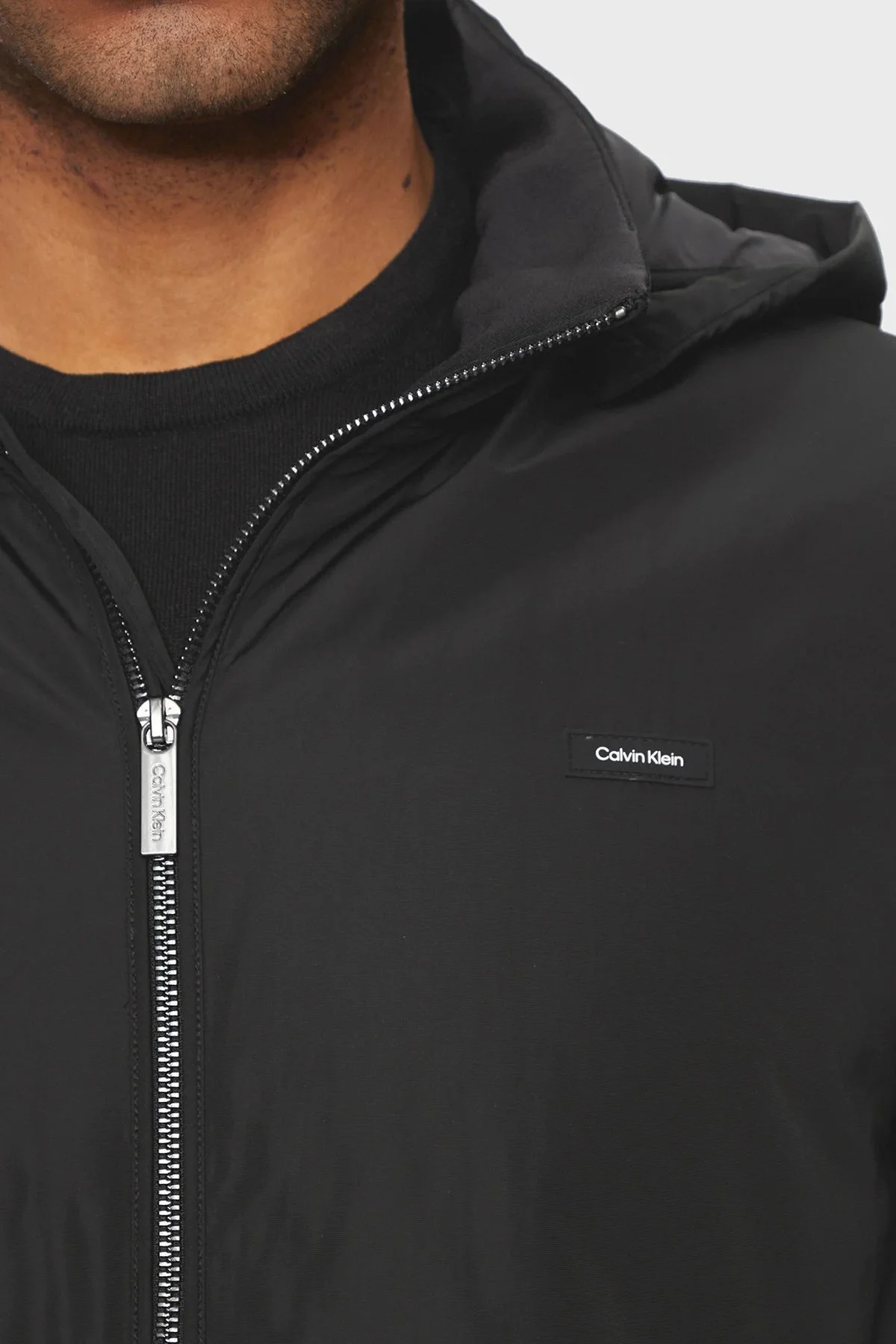 Calvin Klein Logolu Çıkarılabilir Kapüşonlu K10K113005BEH Erkek Ceket K10K113005 BEH SİYAH - 6