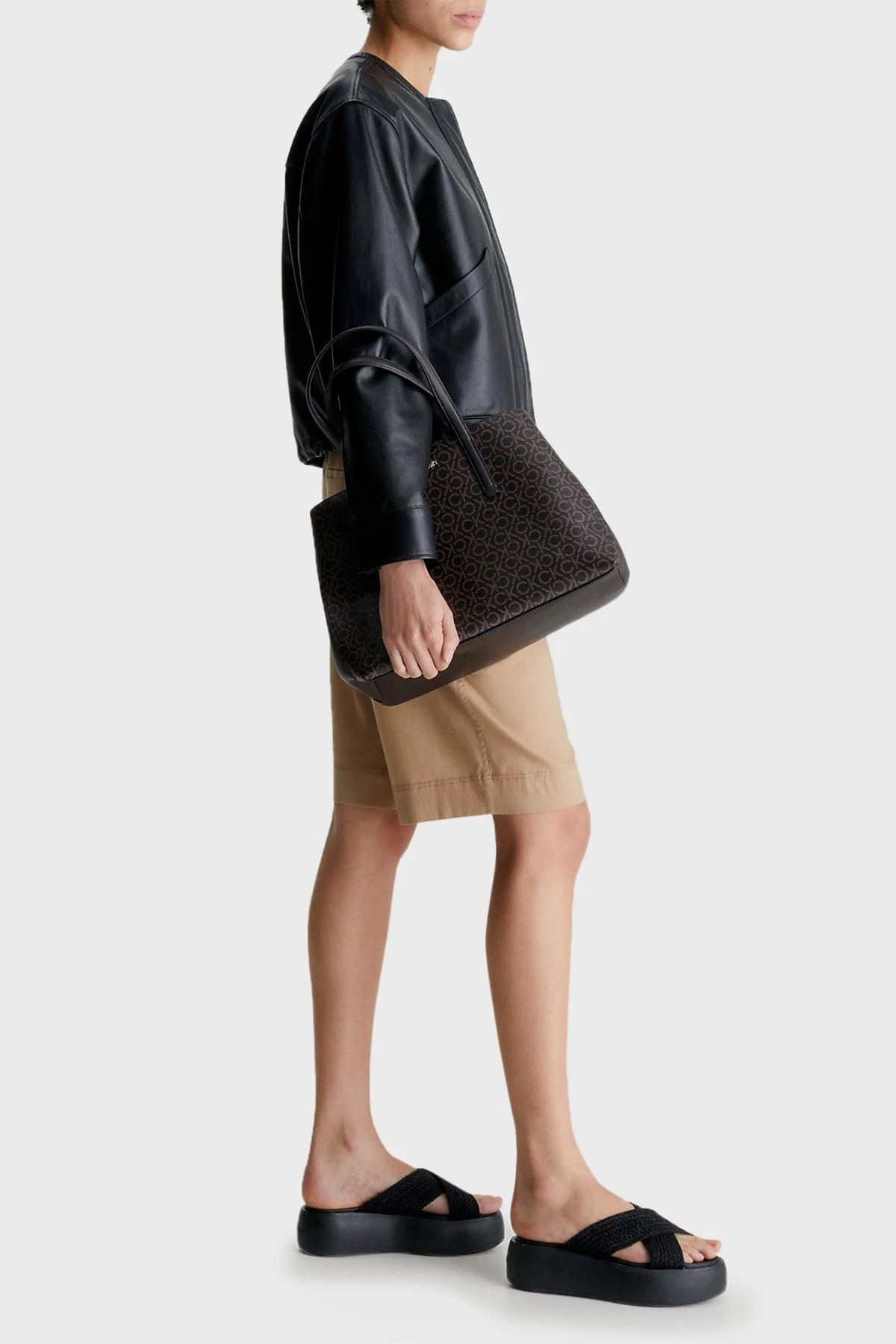 Calvin Klein Logolu Çıkarılabilir Uzatma Askılı K60K6106290HD Bayan Çanta K60K610629 0HD KAHVE - 2