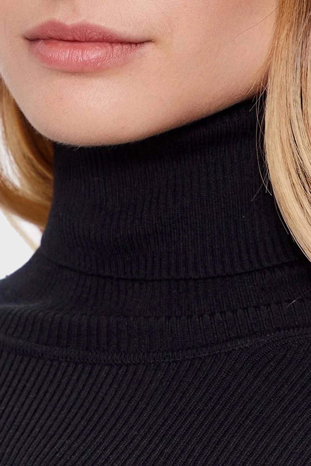 Calvin Klein Logolu Dar Kesim Balıkçı Yaka Triko Mini J20J221690BEH Bayan Elbise J20J221690 BEH SİYAH - 4