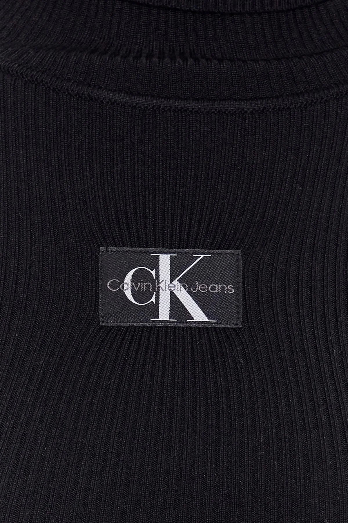 Calvin Klein Logolu Dar Kesim Balıkçı Yaka Triko Mini J20J221690BEH Bayan Elbise J20J221690 BEH SİYAH - 5