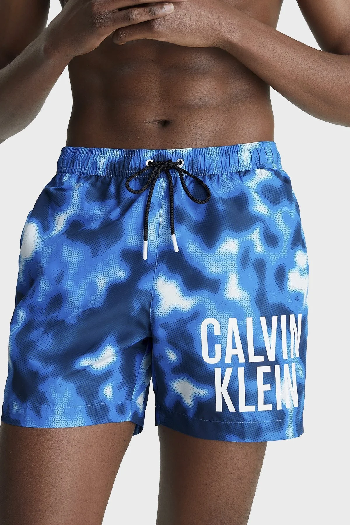 Calvin Klein Logolu Deniz Şortu Belden Bağlamalı Cepli Erkek Mayo Short KM0KM00795 0G2 MAVİ - 1