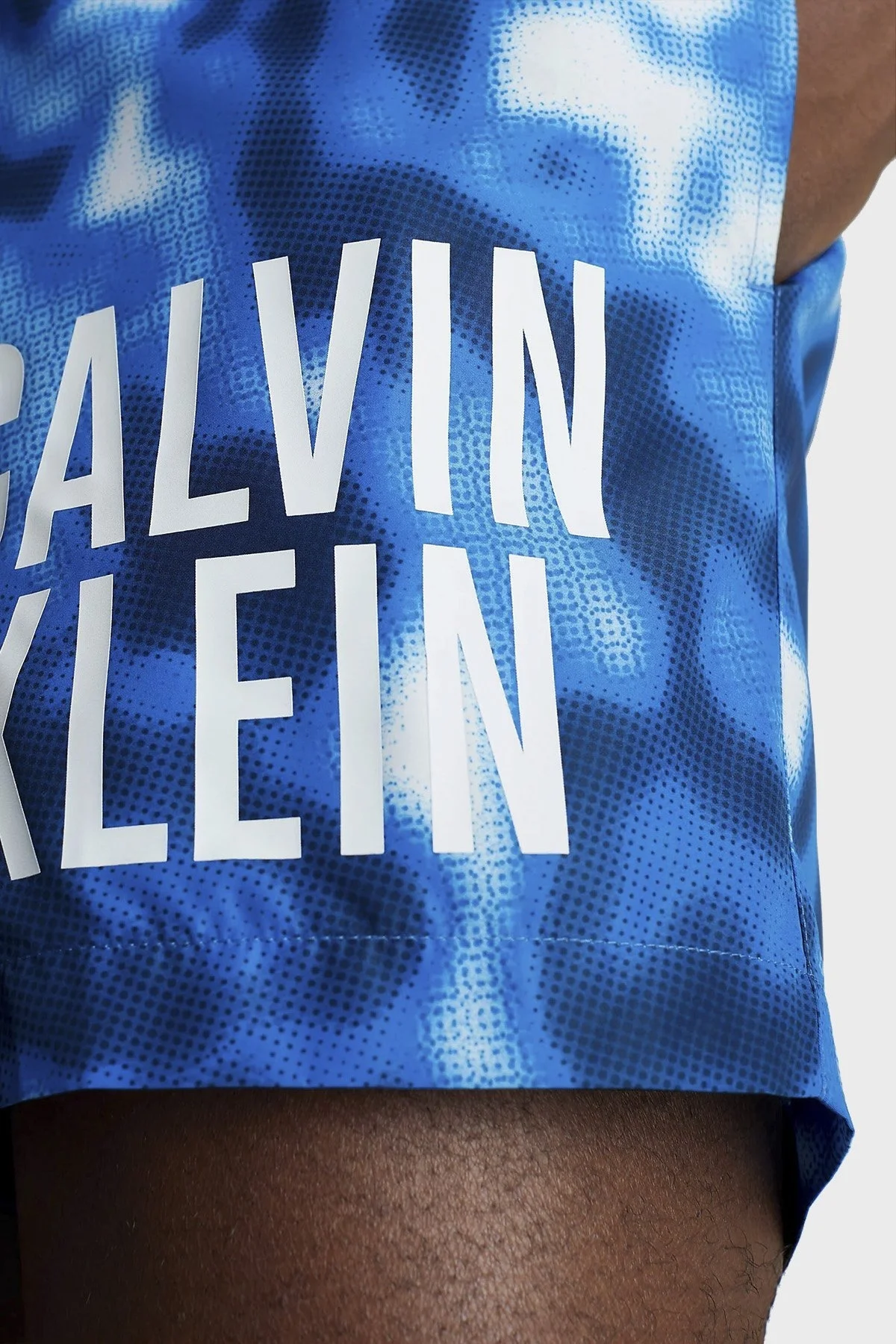 Calvin Klein Logolu Deniz Şortu Belden Bağlamalı Cepli Erkek Mayo Short KM0KM00795 0G2 MAVİ - 3