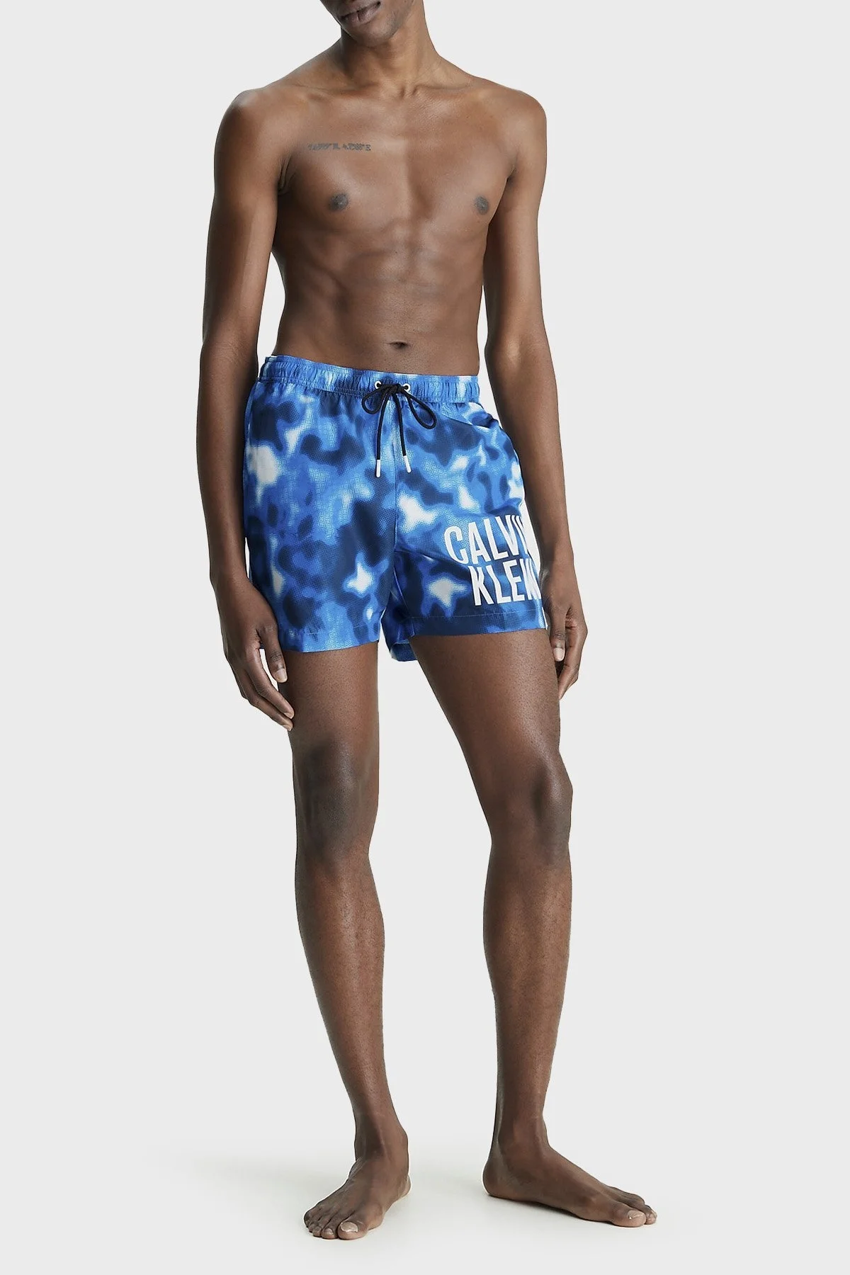 Calvin Klein Logolu Deniz Şortu Belden Bağlamalı Cepli Erkek Mayo Short KM0KM00795 0G2 MAVİ - 4