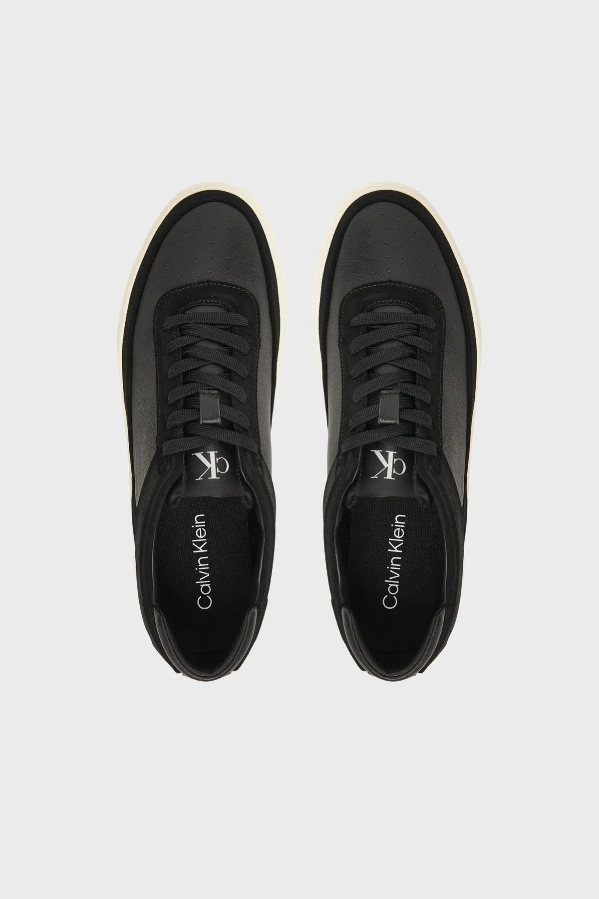 Calvin Klein Logolu Deri Bağcıklı Sneaker YM0YM013540GU Erkek Ayakkabı YM0YM01354 0GU SİYAH - 3
