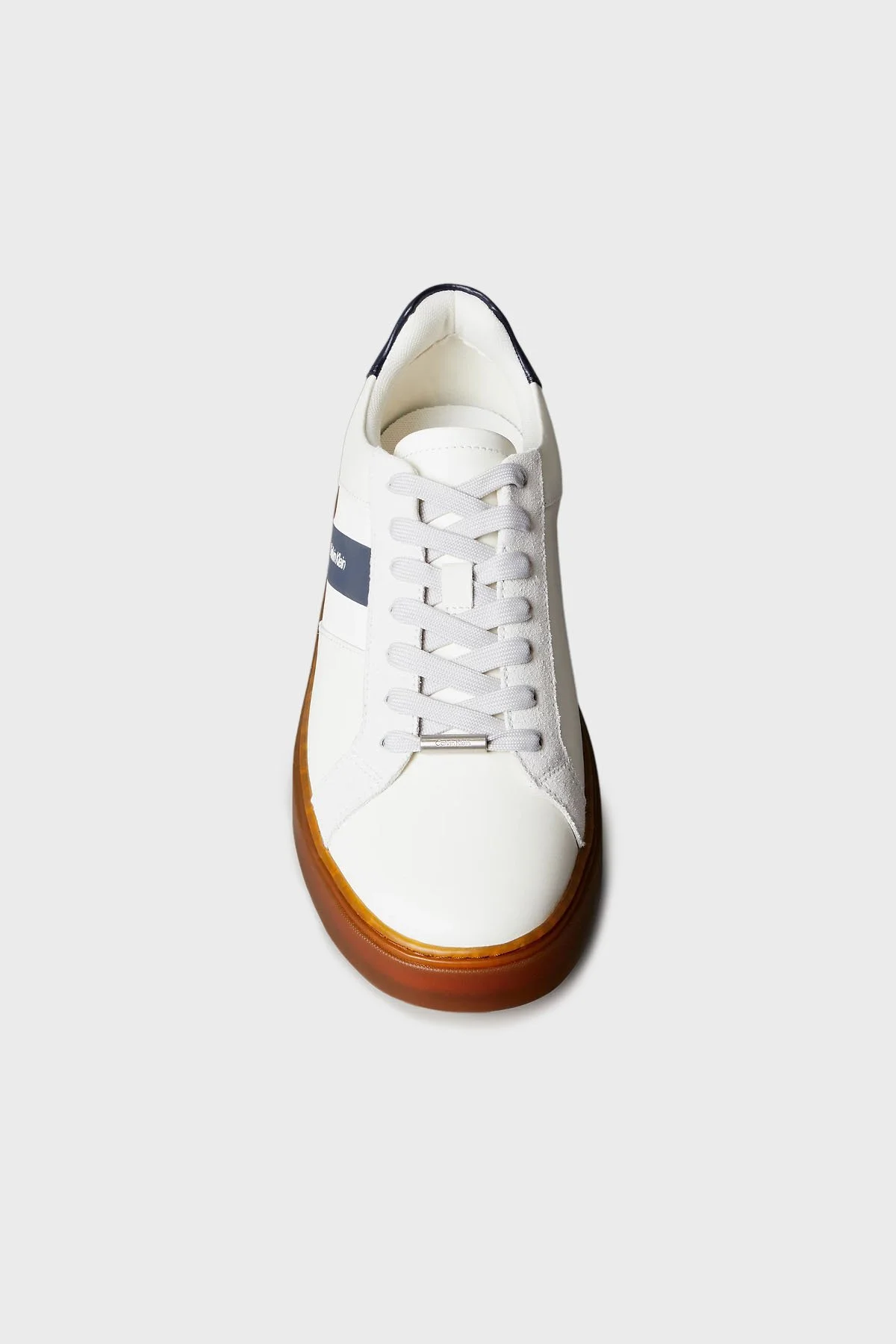 Calvin Klein Logolu Deri Bağcıklı Sneaker YM0YM014480GI Erkek Ayakkabı YM0YM01448 0GI BEYAZ - 3
