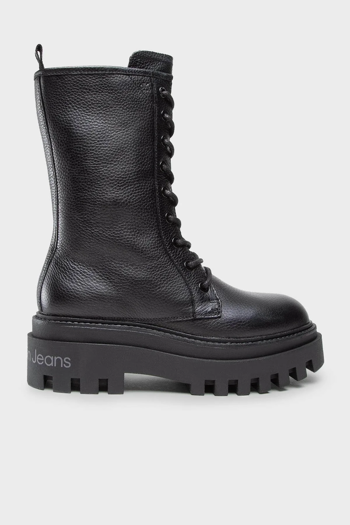 Calvin Klein Logolu Deri Bayan Bot YW0YW00843 BDS SİYAH - 1