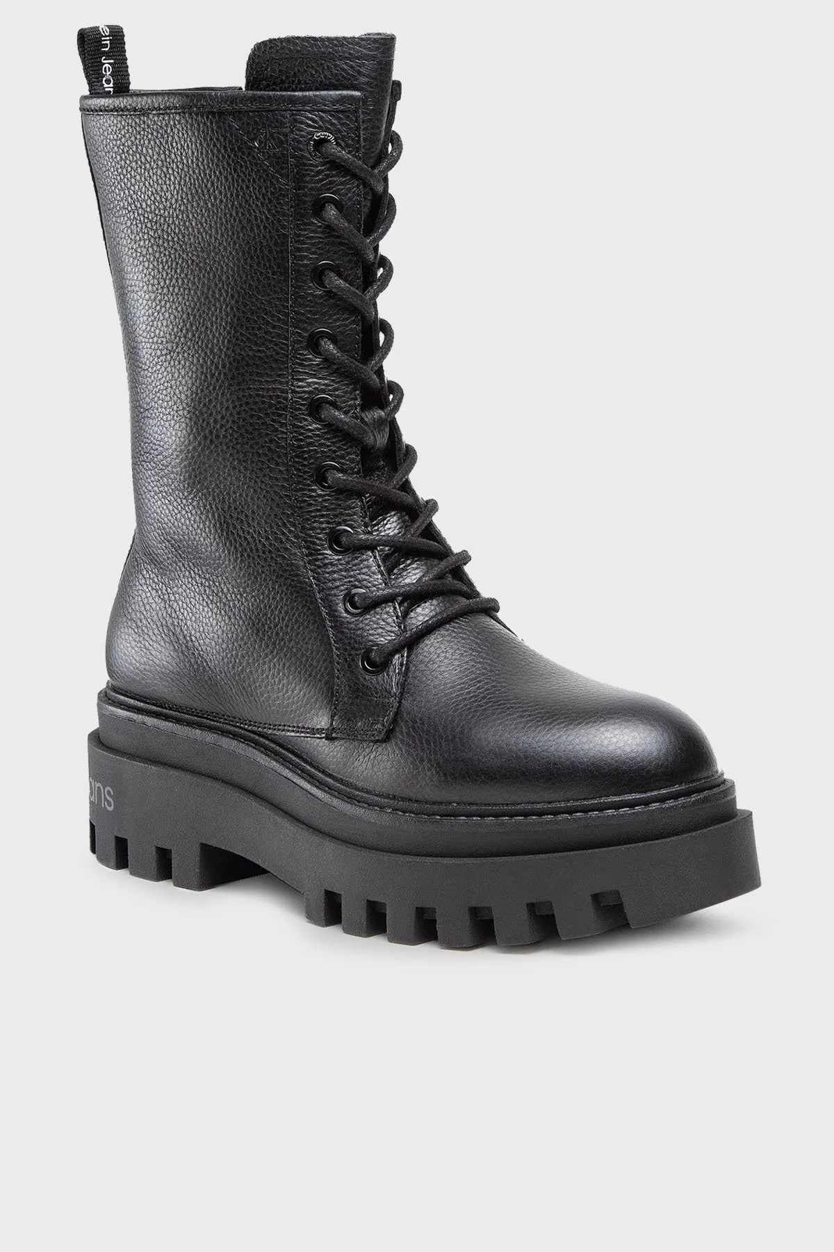 Calvin Klein Logolu Deri Bayan Bot YW0YW00843 BDS SİYAH - 2