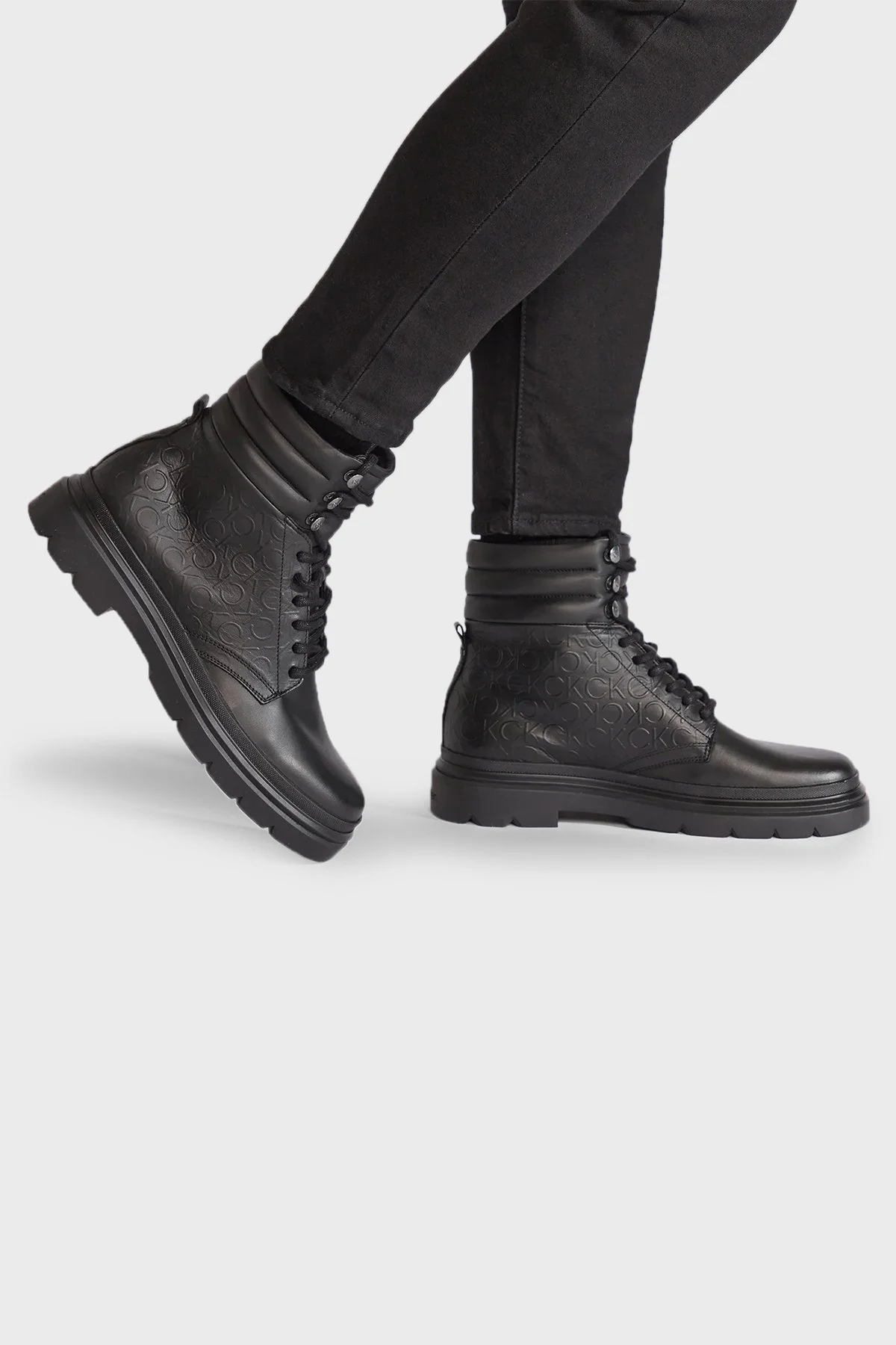 Calvin Klein Logolu Deri HM0HM008410GK Erkek Bot HM0HM00841 0GK SİYAH - 2