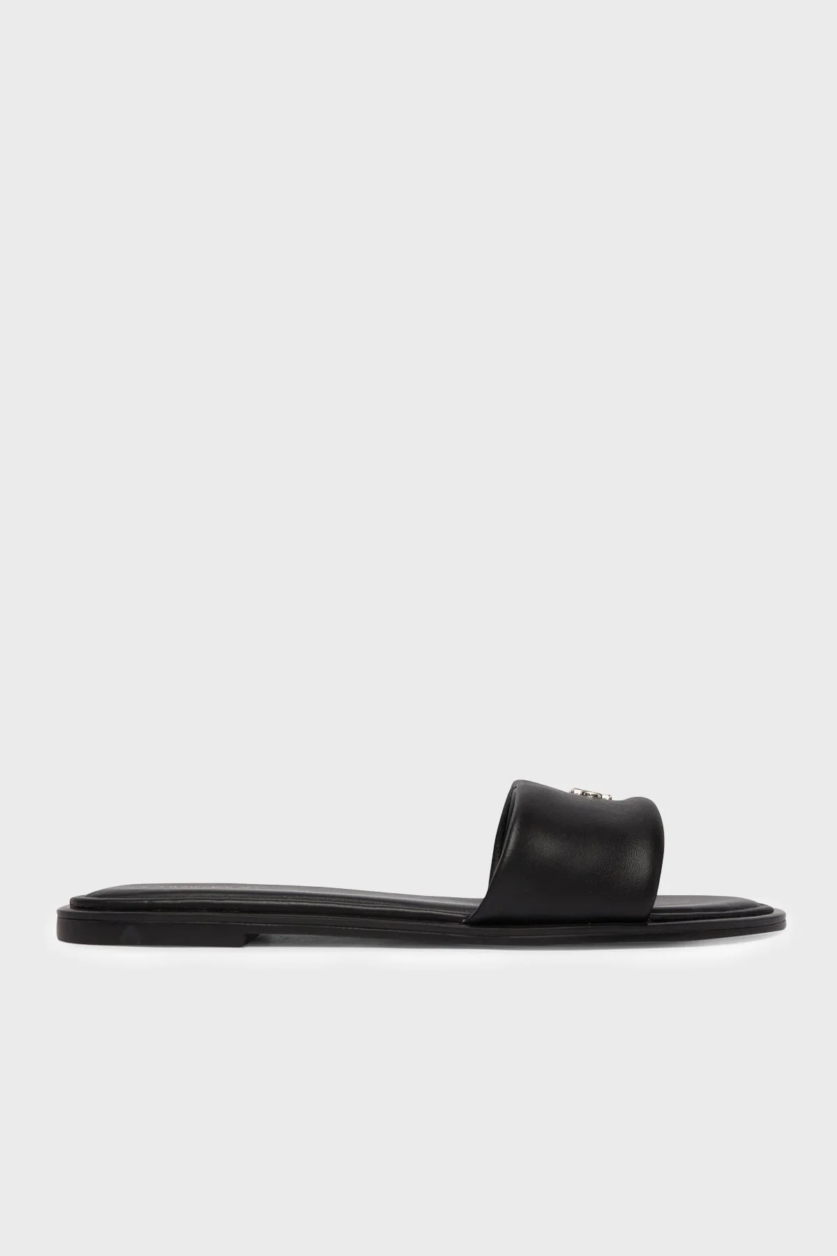 Calvin Klein Logolu Deri HW0HW029250GJ Kadın Terlik HW0HW02925 0GJ SİYAH - 1