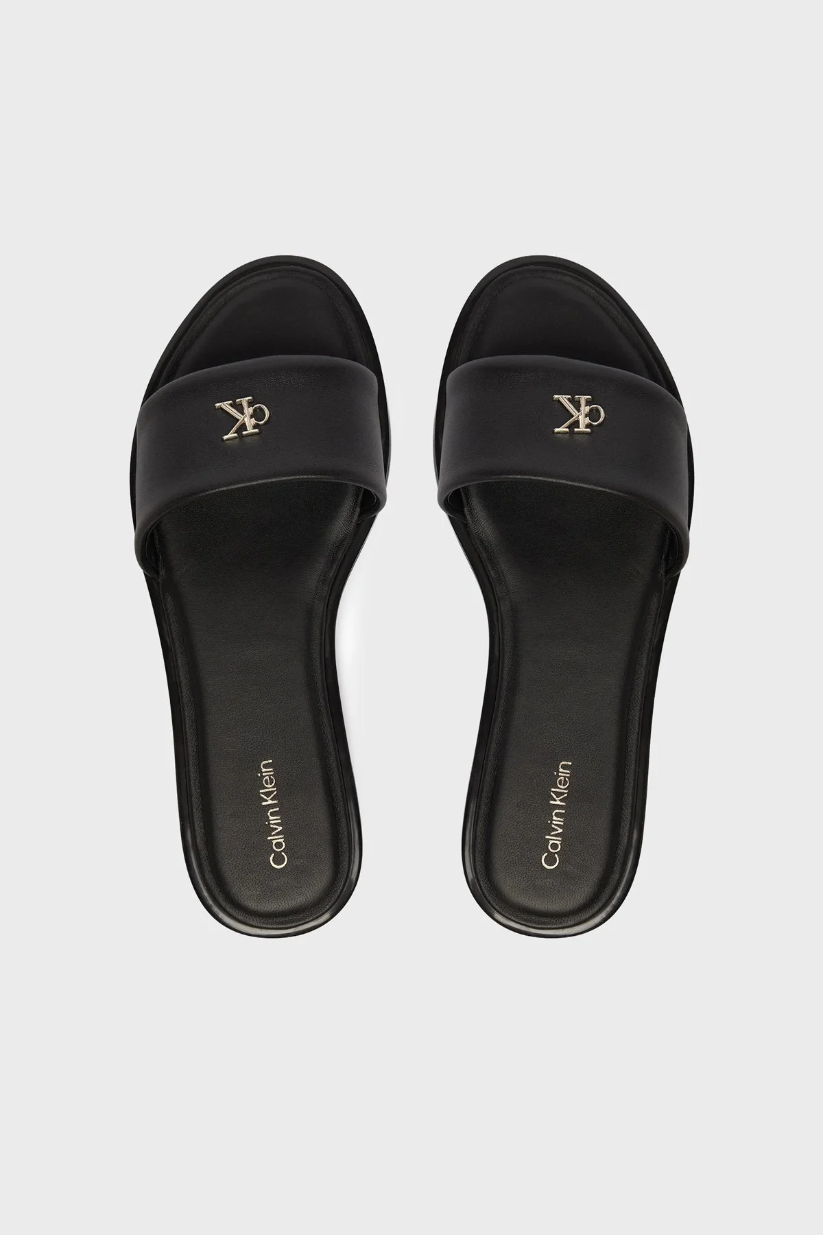 Calvin Klein Logolu Deri HW0HW029250GJ Kadın Terlik HW0HW02925 0GJ SİYAH - 3