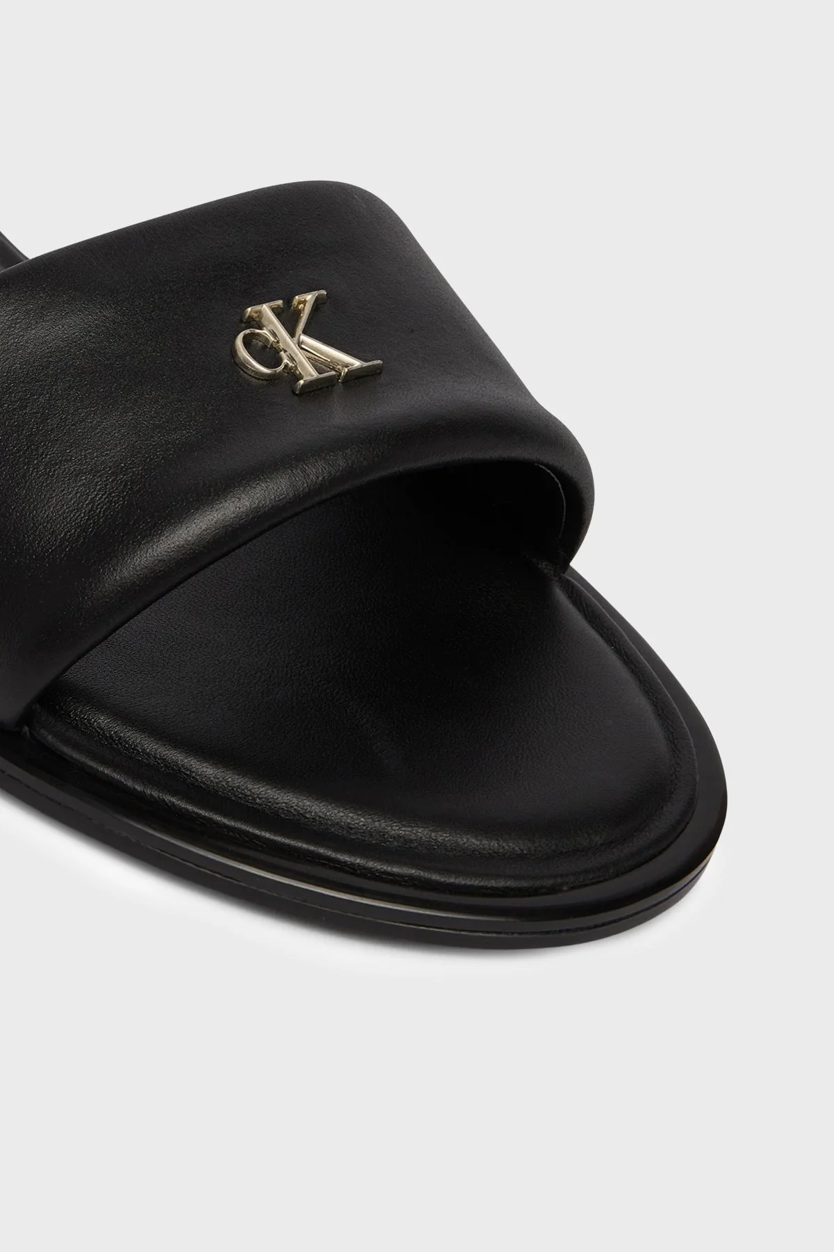 Calvin Klein Logolu Deri HW0HW029250GJ Kadın Terlik HW0HW02925 0GJ SİYAH - 6