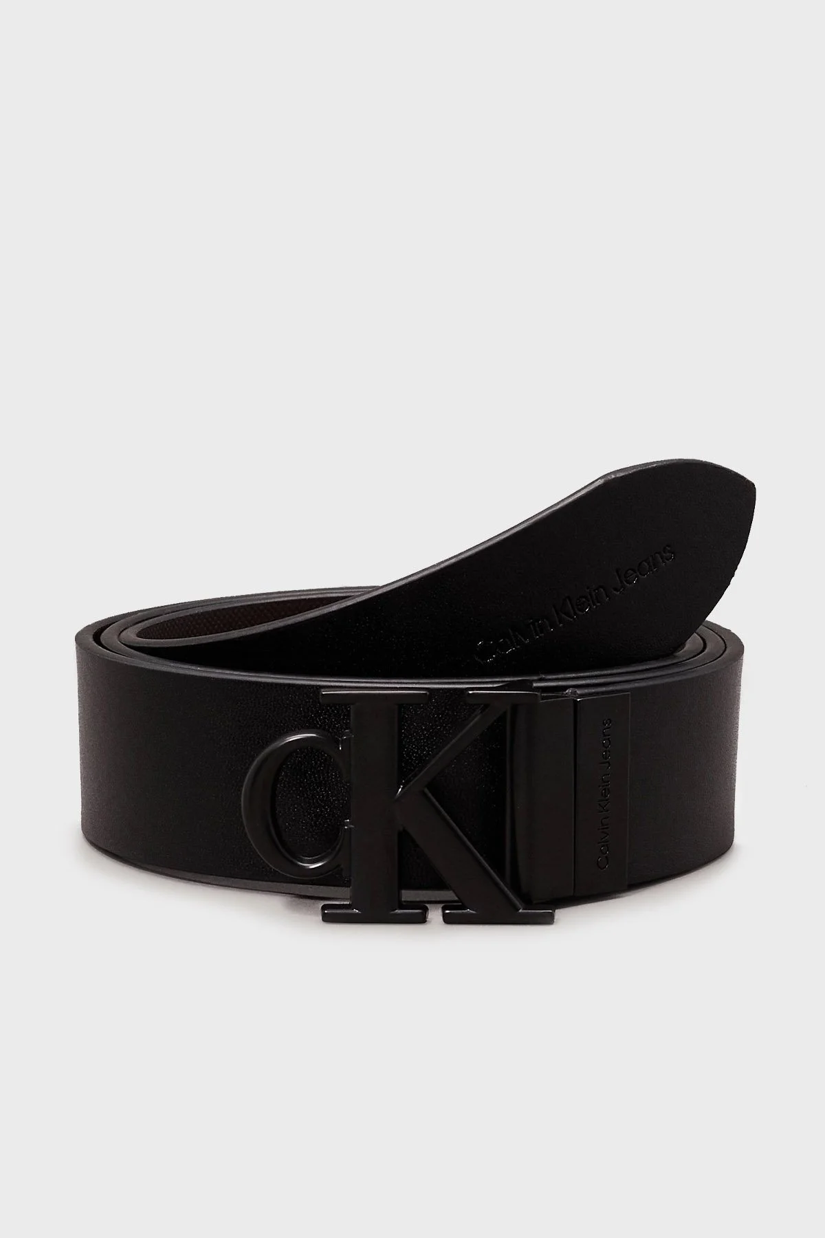 Calvin Klein Logolu Deri K50K51206901C Erkek Kemer K50K512069 01C SİYAH-KAHVE - 1