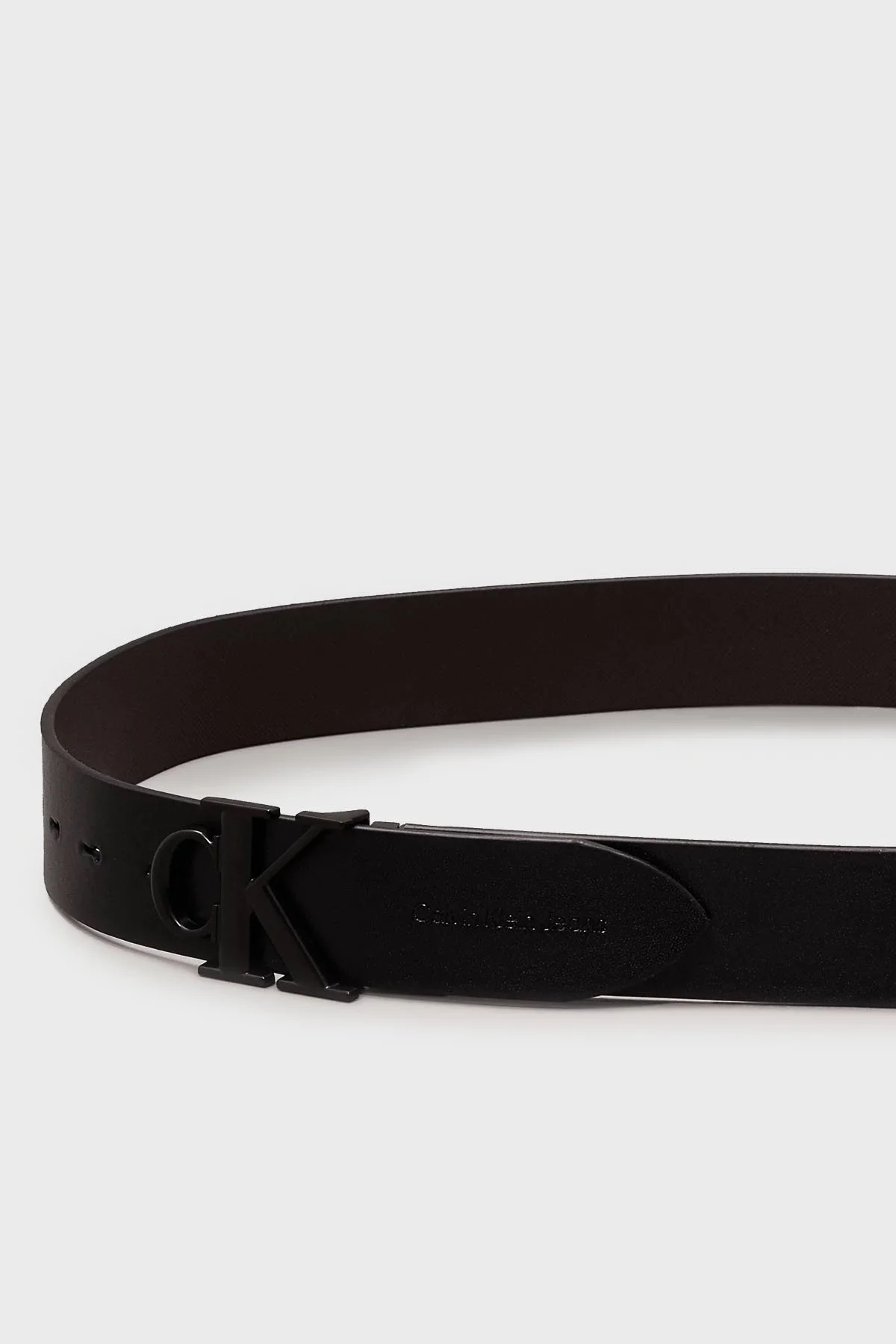 Calvin Klein Logolu Deri K50K51206901C Erkek Kemer K50K512069 01C SİYAH-KAHVE - 2