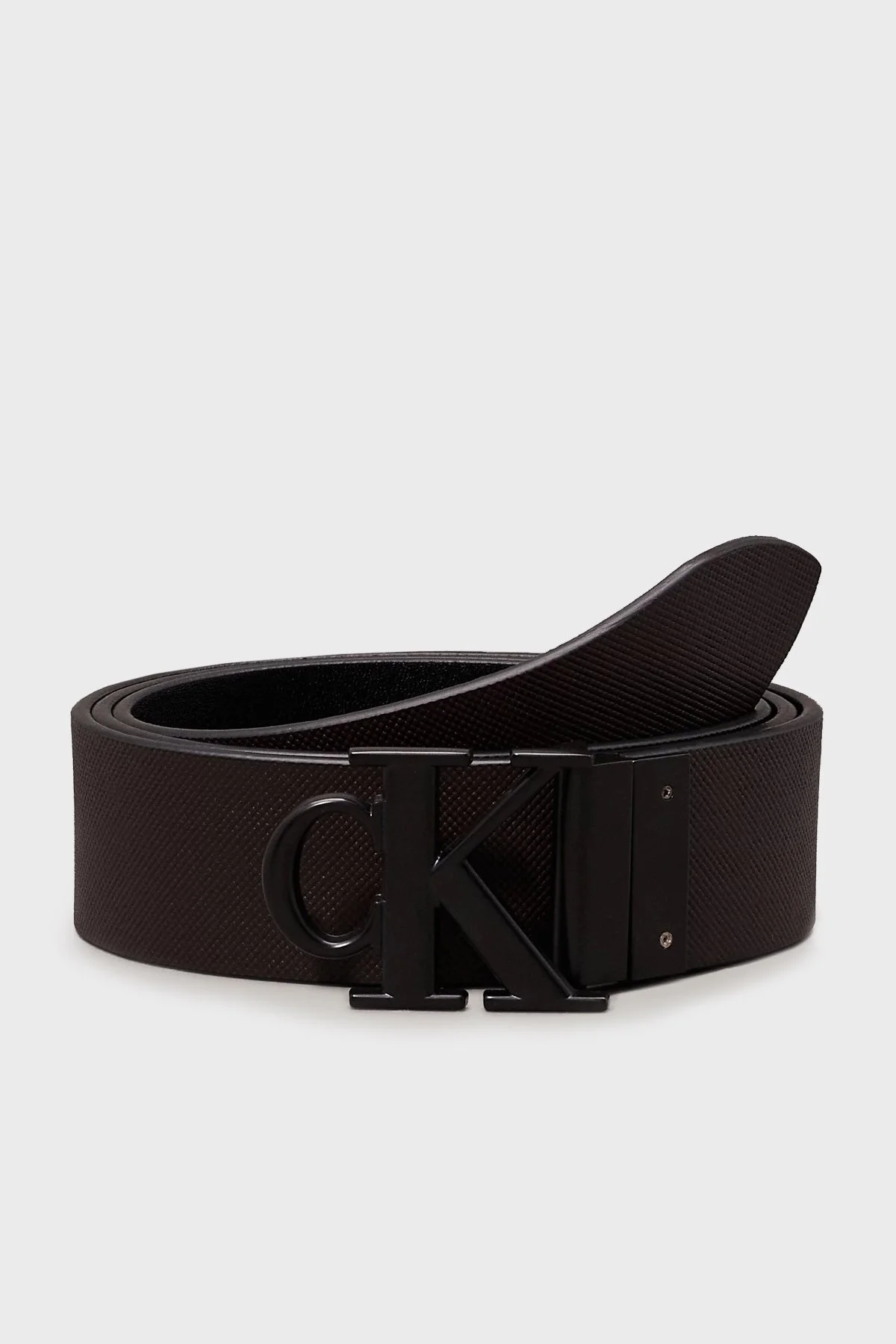 Calvin Klein Logolu Deri K50K51206901C Erkek Kemer K50K512069 01C SİYAH-KAHVE - 4