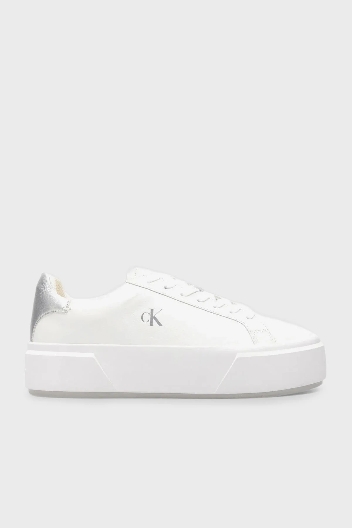 Calvin Klein Logolu Deri Kalın Taban Sneaker YW0YW019290LC Bayan Ayakkabı YW0YW01929 0LC BEYAZ - 1