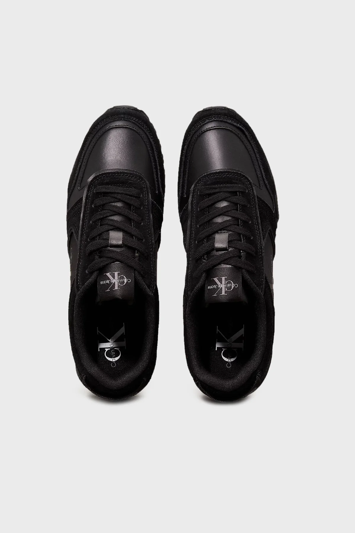 Calvin Klein Logolu Deri Karışımlı Sneaker YM0YM006240GJ Erkek Ayakkabı YM0YM00624 0GJ SİYAH - 10