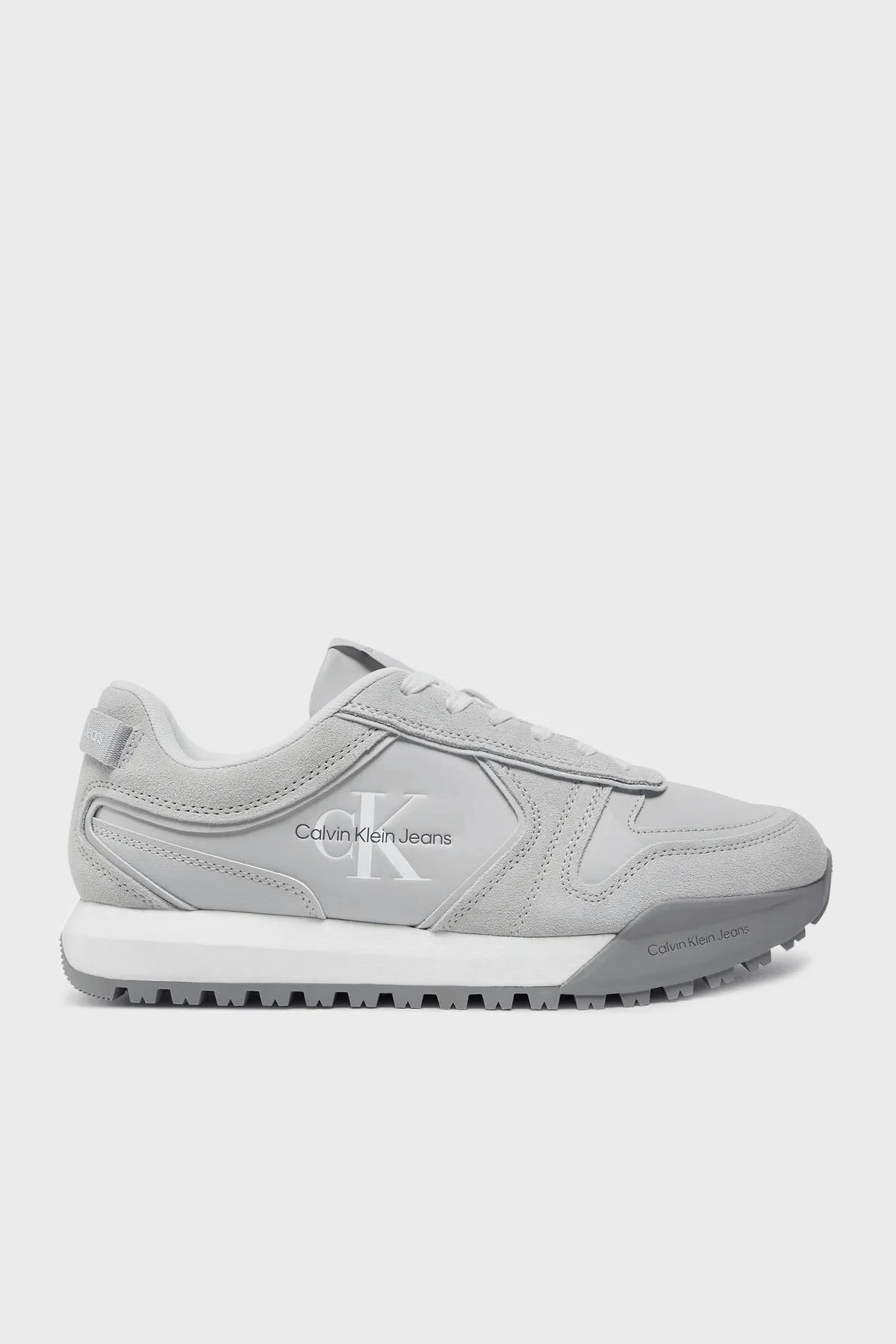 Calvin Klein Logolu Deri Karışımlı Sneaker YM0YM00624P0Q Erkek Ayakkabı YM0YM00624 P0Q AÇIK GRİ - 7