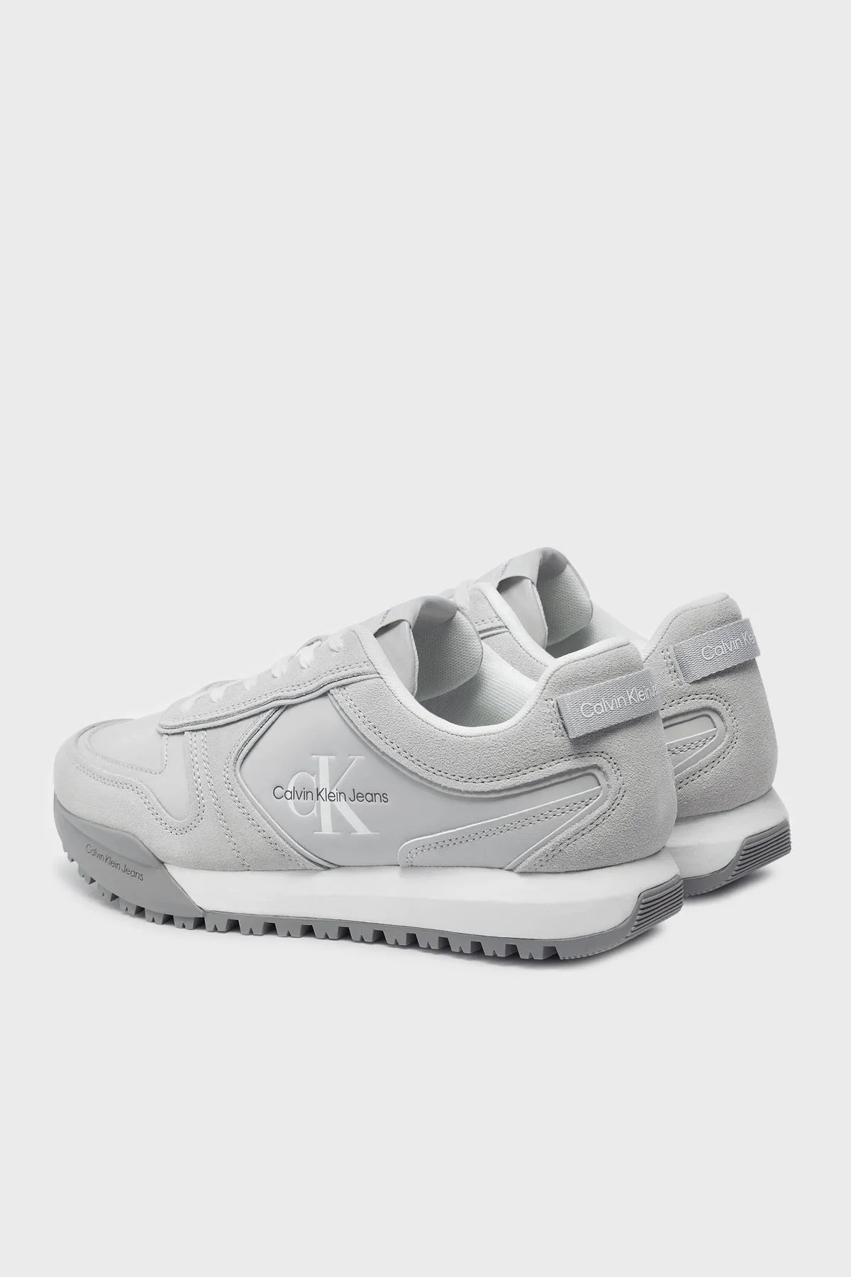 Calvin Klein Logolu Deri Karışımlı Sneaker YM0YM00624P0Q Erkek Ayakkabı YM0YM00624 P0Q AÇIK GRİ - 9