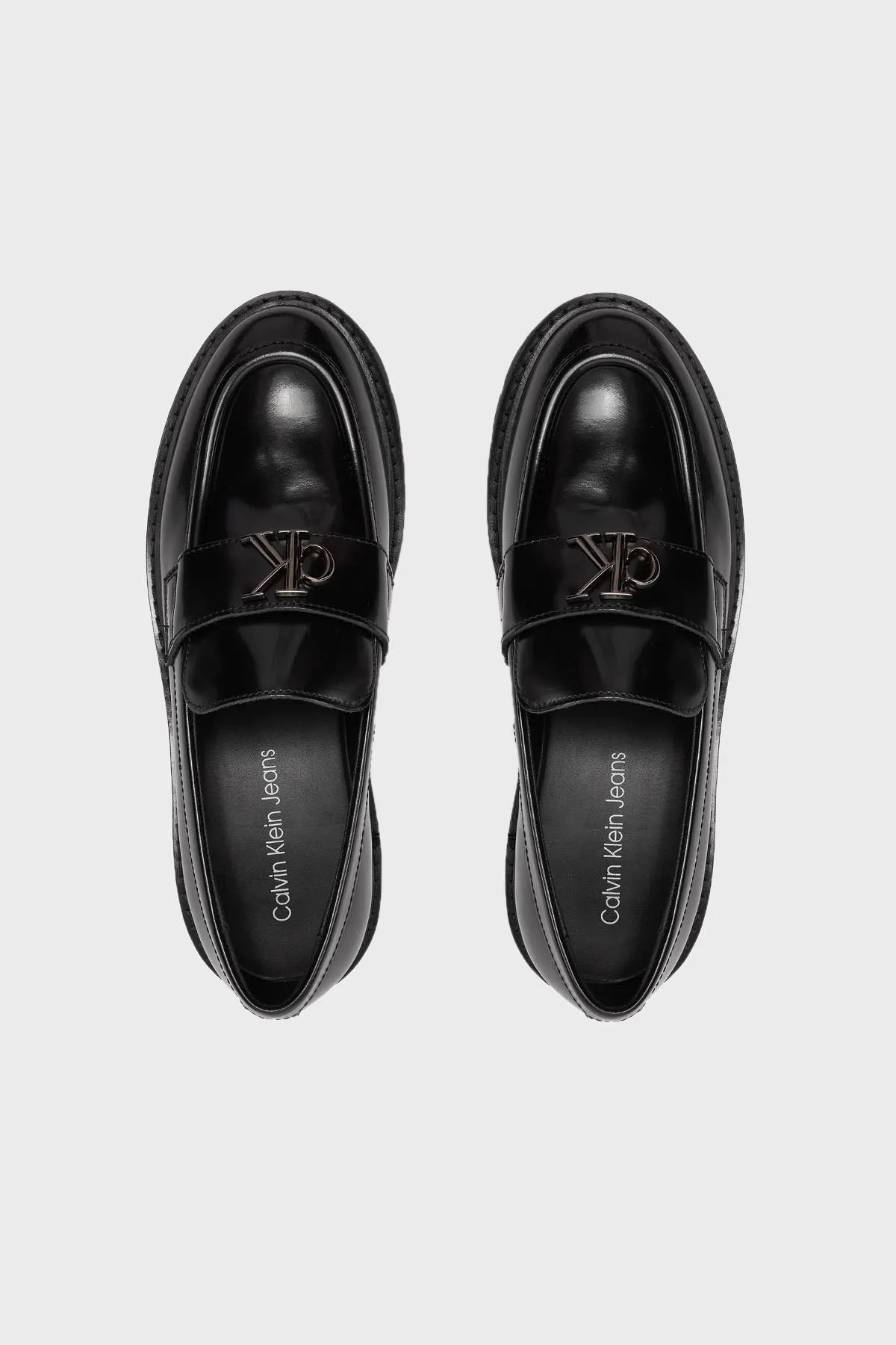 Calvin Klein Logolu Deri Loafer YW0YW015030GT Bayan Ayakkabı YW0YW01503 0GT SİYAH - 3