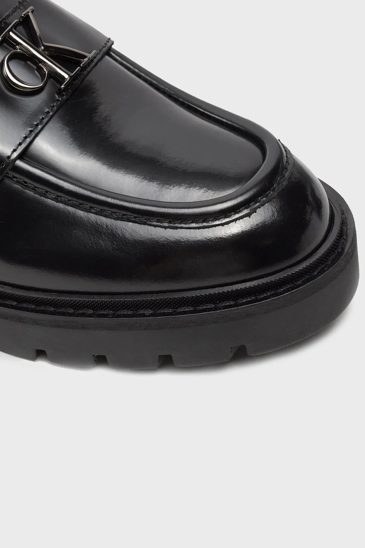 Calvin Klein Logolu Deri Loafer YW0YW015030GT Bayan Ayakkabı YW0YW01503 0GT SİYAH - 4