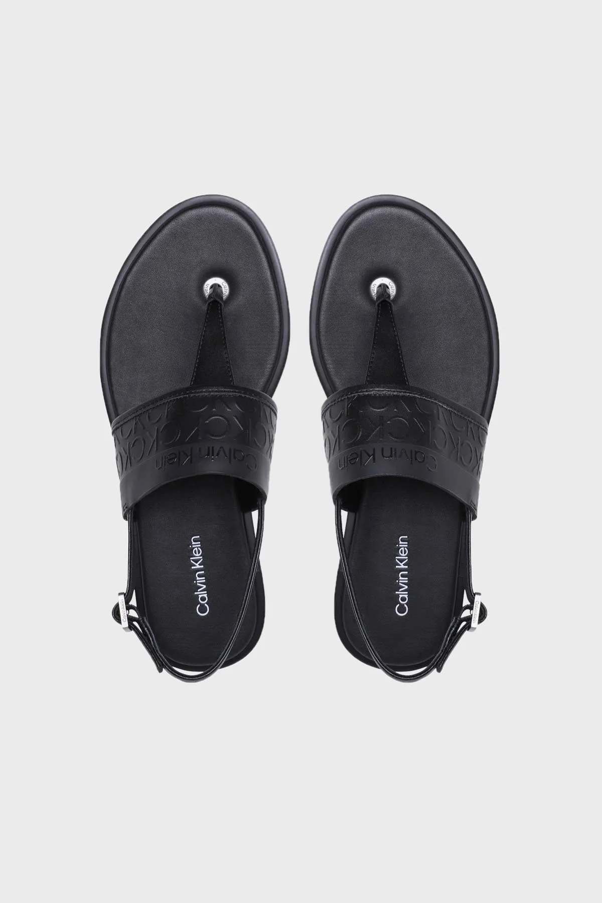 Calvin Klein Logolu Deri Parmak Arası HW0HW015360GN Bayan Sandalet HW0HW01536 0GN SİYAH - 5