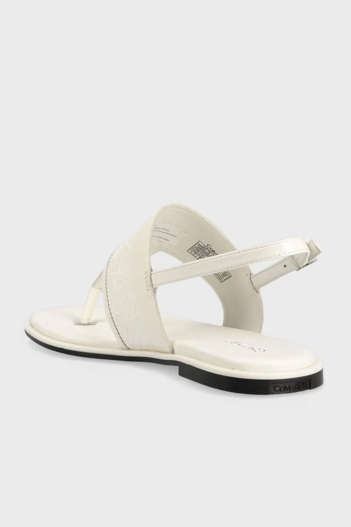 Calvin Klein Logolu Deri Parmak Arası HW0HW015360LI Bayan Sandalet HW0HW01536 0LI BEYAZ - 4