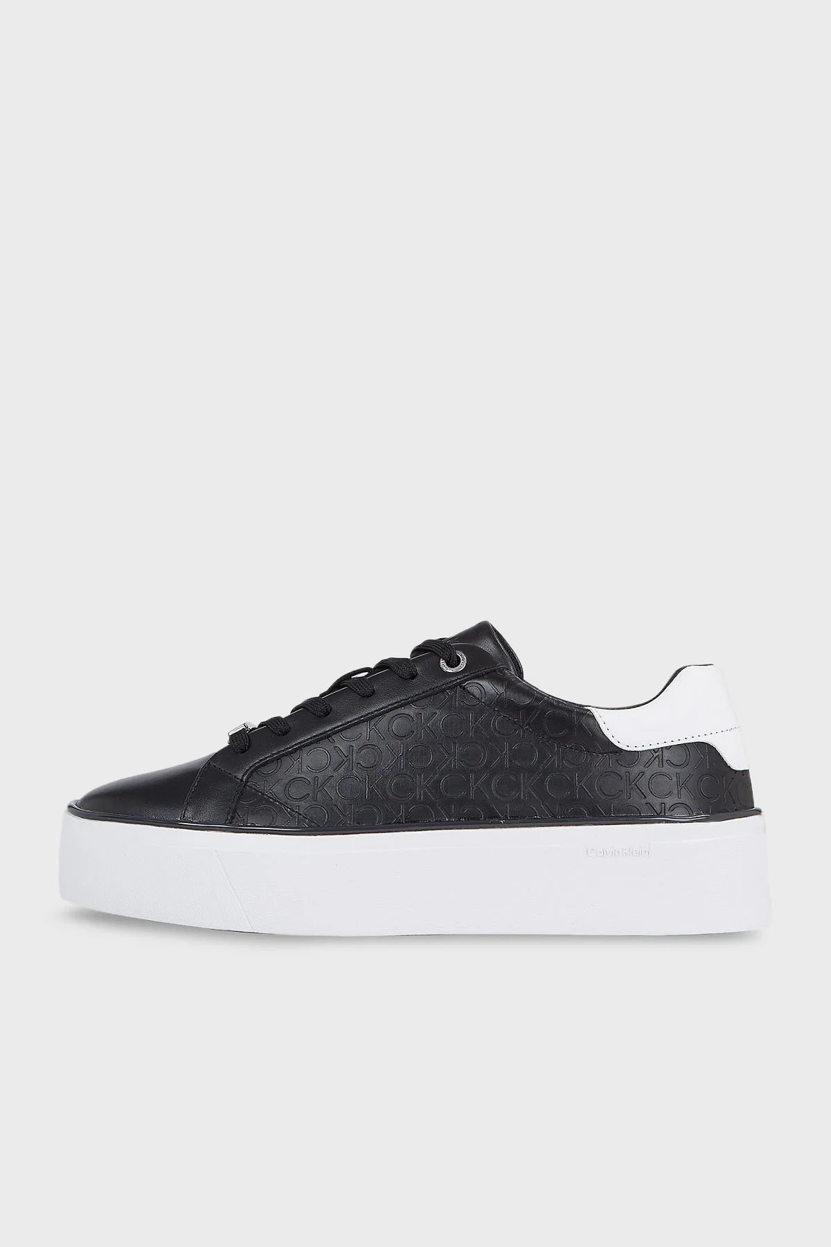 Calvin Klein Logolu Deri Platform Sneaker HW0HW018700GQ Bayan Ayakkabı HW0HW01870 0GQ SİYAH-BEYAZ - 2