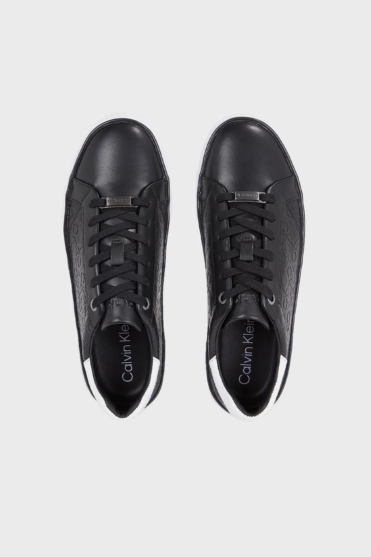 Calvin Klein Logolu Deri Platform Sneaker HW0HW018700GQ Bayan Ayakkabı HW0HW01870 0GQ SİYAH-BEYAZ - 4