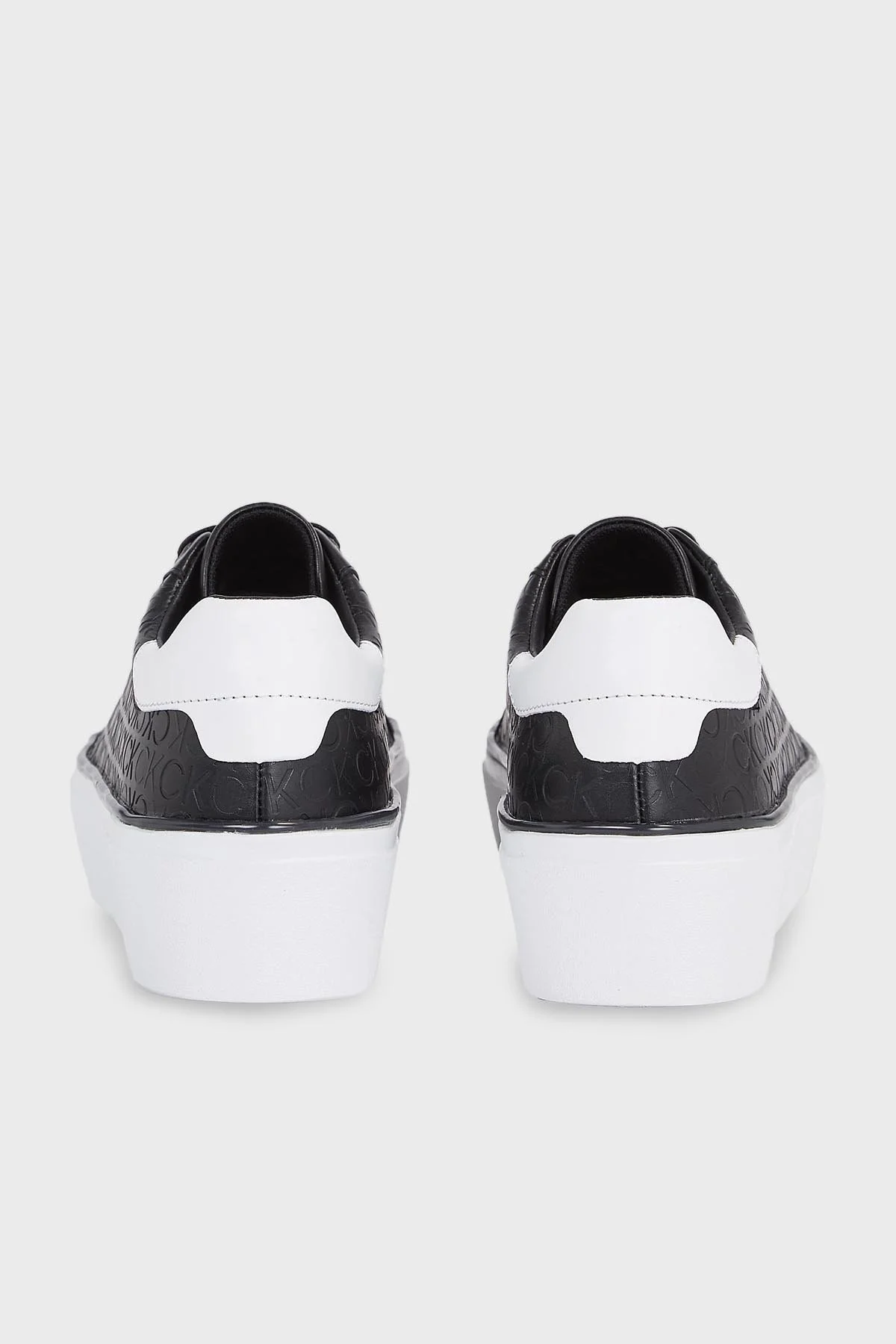 Calvin Klein Logolu Deri Platform Sneaker HW0HW018700GQ Bayan Ayakkabı HW0HW01870 0GQ SİYAH-BEYAZ - 5