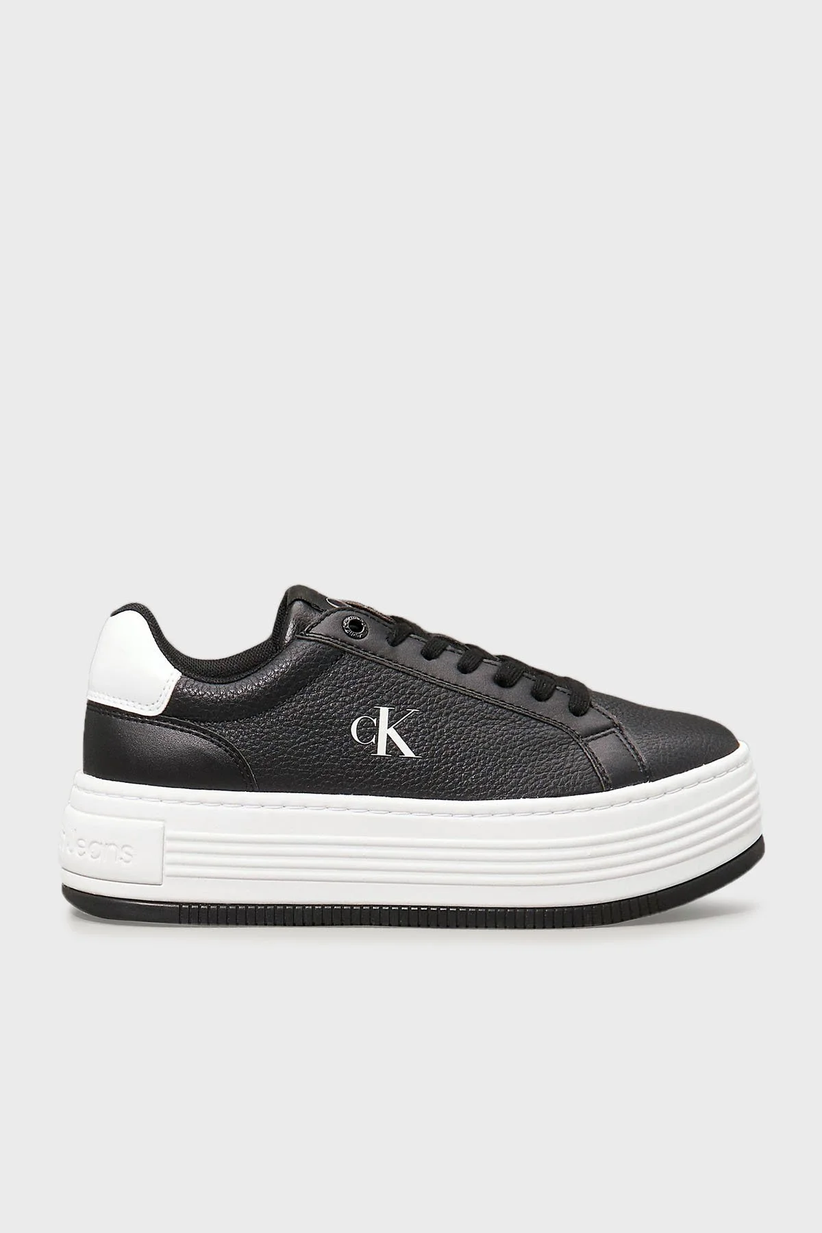 Calvin Klein Logolu Deri Platform Sneaker YW0YW017660GM Bayan Ayakkabı YW0YW01766 0GM SİYAH-BEYAZ - 8