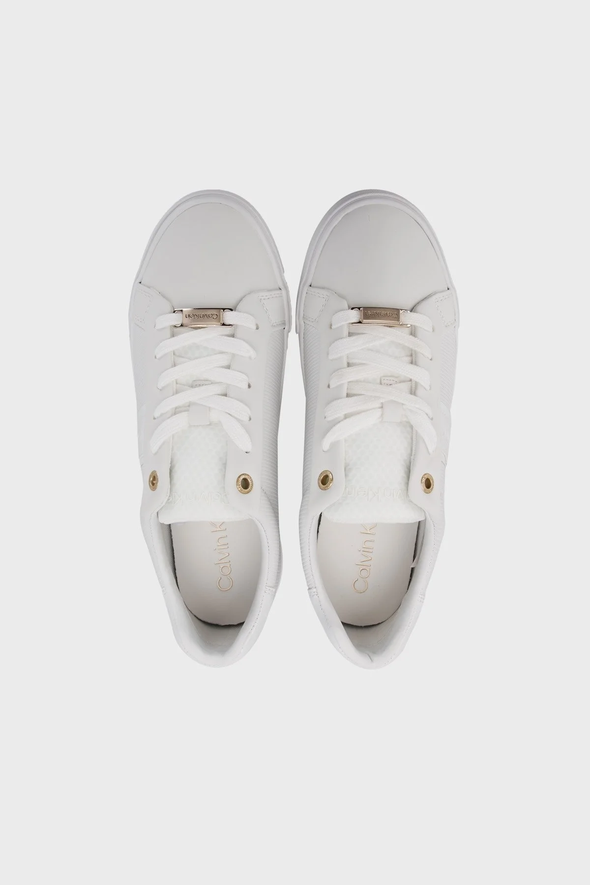 Calvin Klein Logolu Deri Sneaker Bayan Ayakkabı HW0HW01369 0K8 BEYAZ - 5