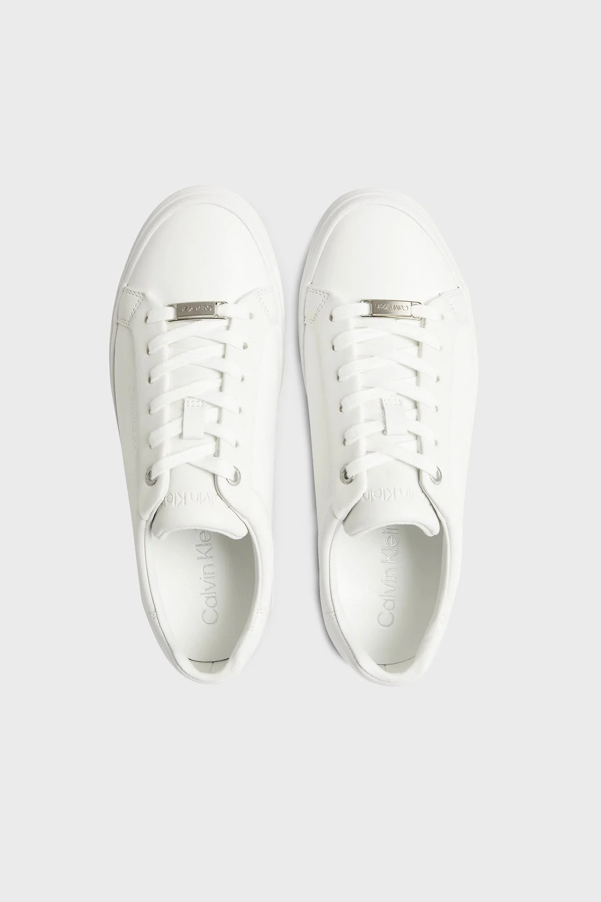 Calvin Klein Logolu Deri Sneaker Bayan Ayakkabı HW0HW01372 0K4 BEYAZ - 3