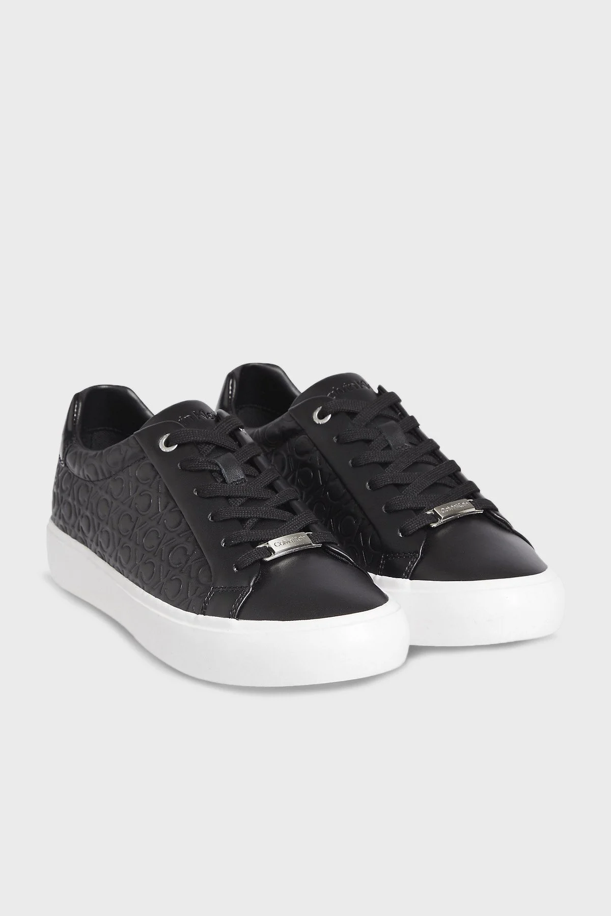 Calvin Klein Logolu Deri Sneaker Bayan Ayakkabı HW0HW01373 0GK SİYAH - 2