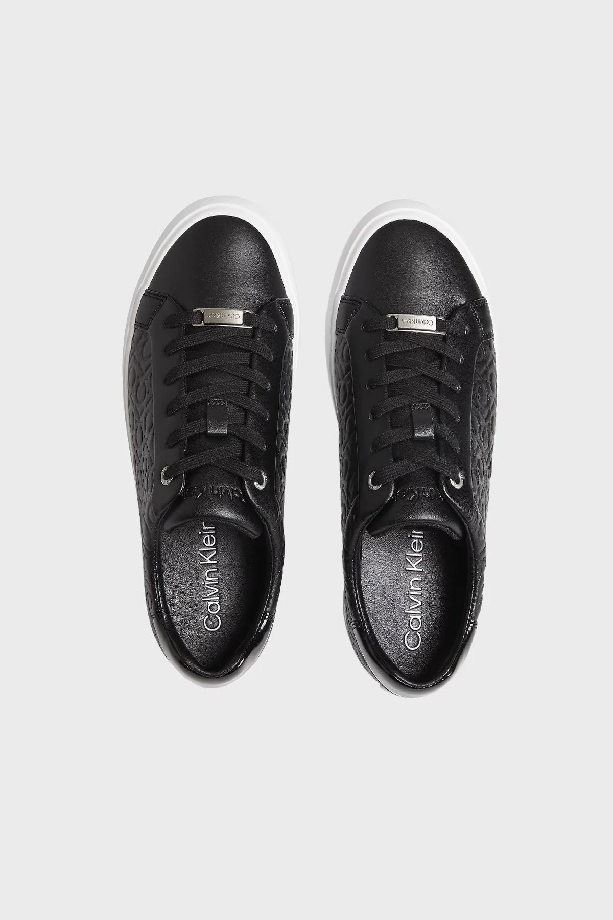 Calvin Klein Logolu Deri Sneaker Bayan Ayakkabı HW0HW01373 0GK SİYAH - 3